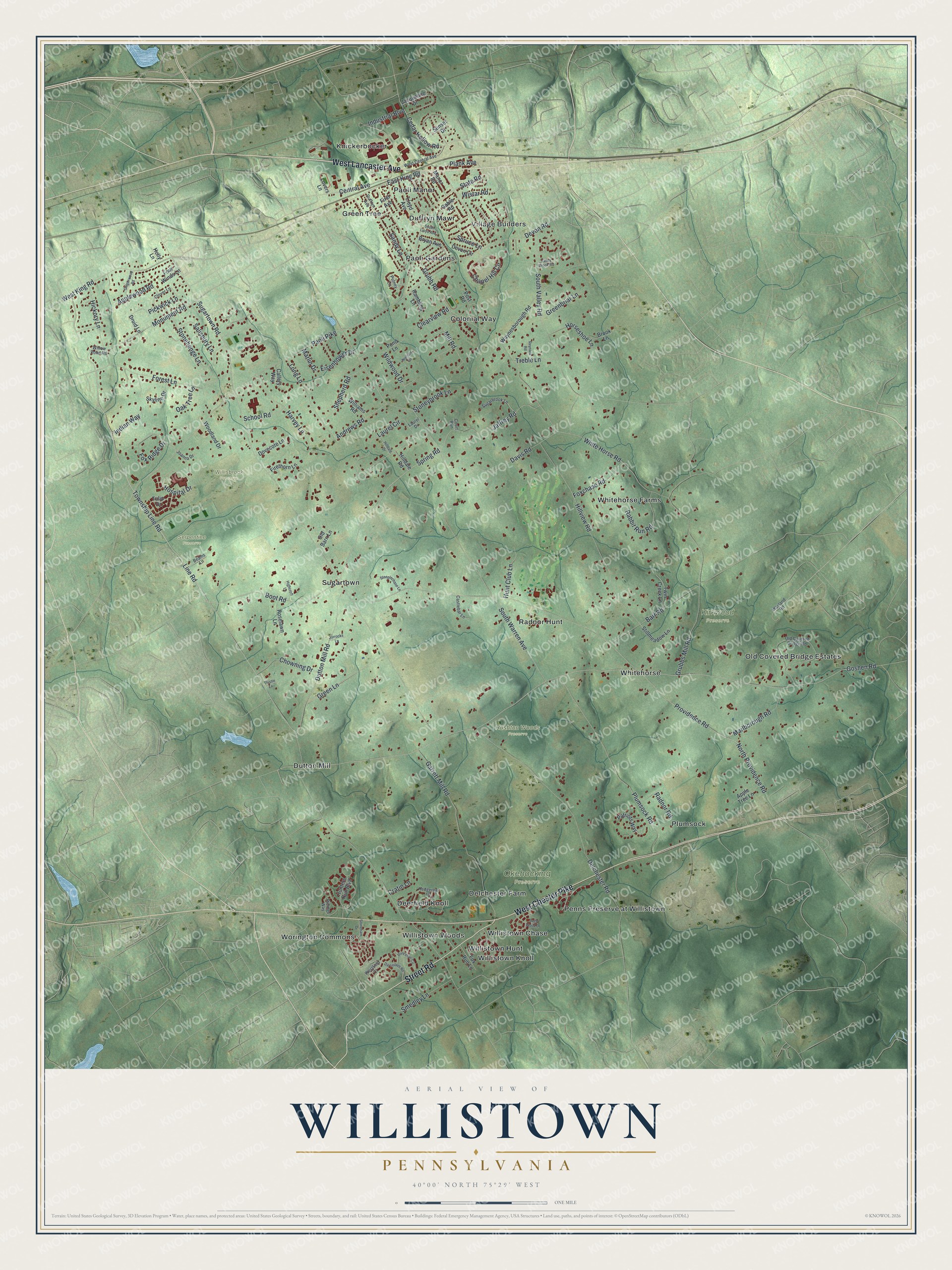 Watermarked full-map preview of Willistown, Pennsylvania