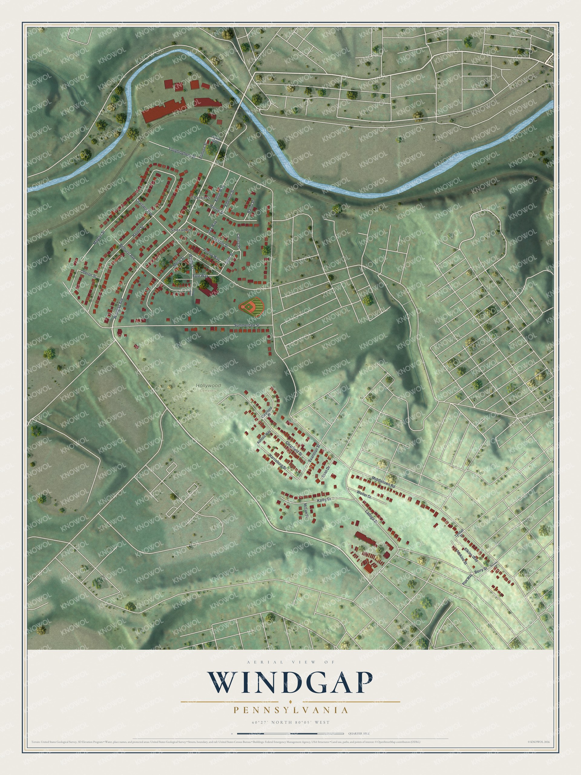 Watermarked full-map preview of Windgap, Pennsylvania