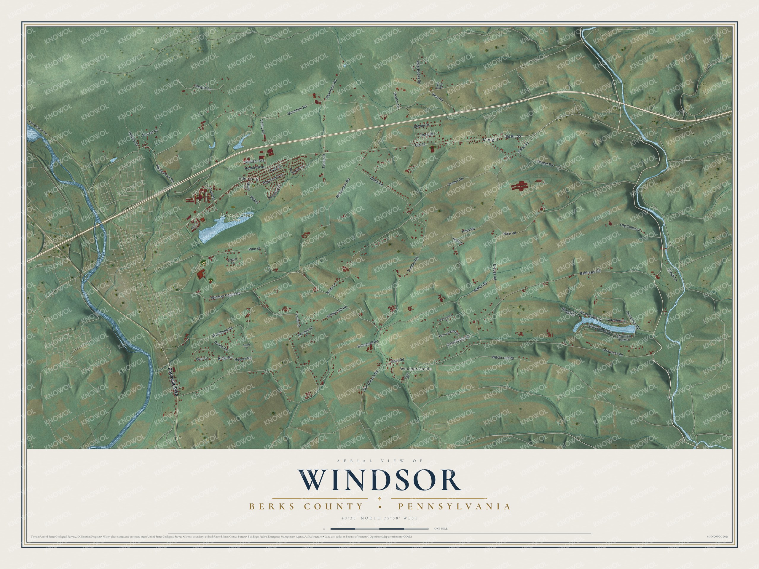 Watermarked full-map preview of Windsor, Pennsylvania