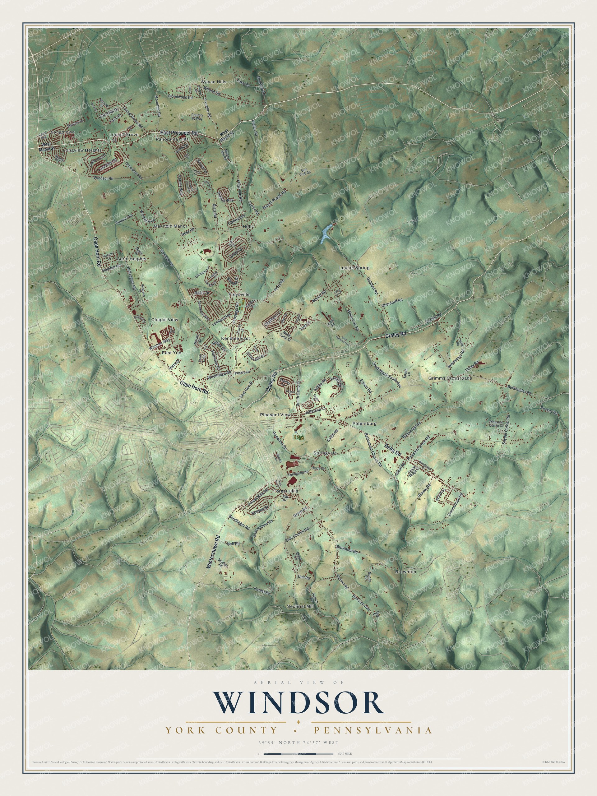 Watermarked full-map preview of Windsor, Pennsylvania