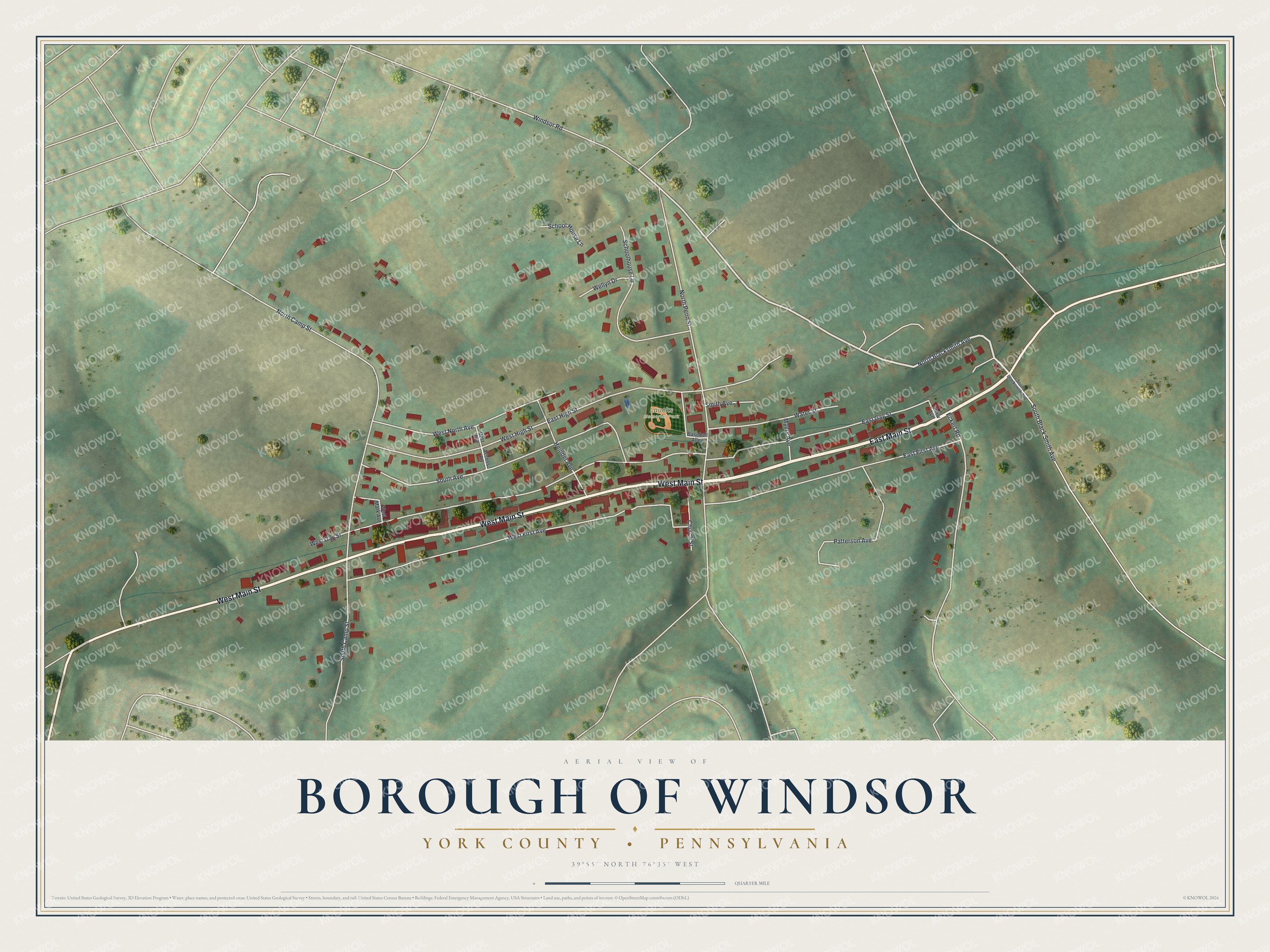Watermarked full-map preview of Borough of Windsor, Pennsylvania