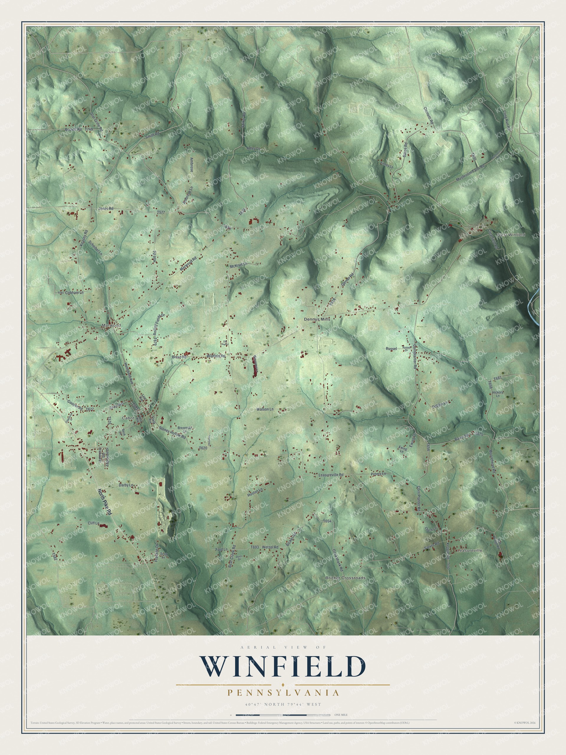 Watermarked full-map preview of Winfield, Pennsylvania