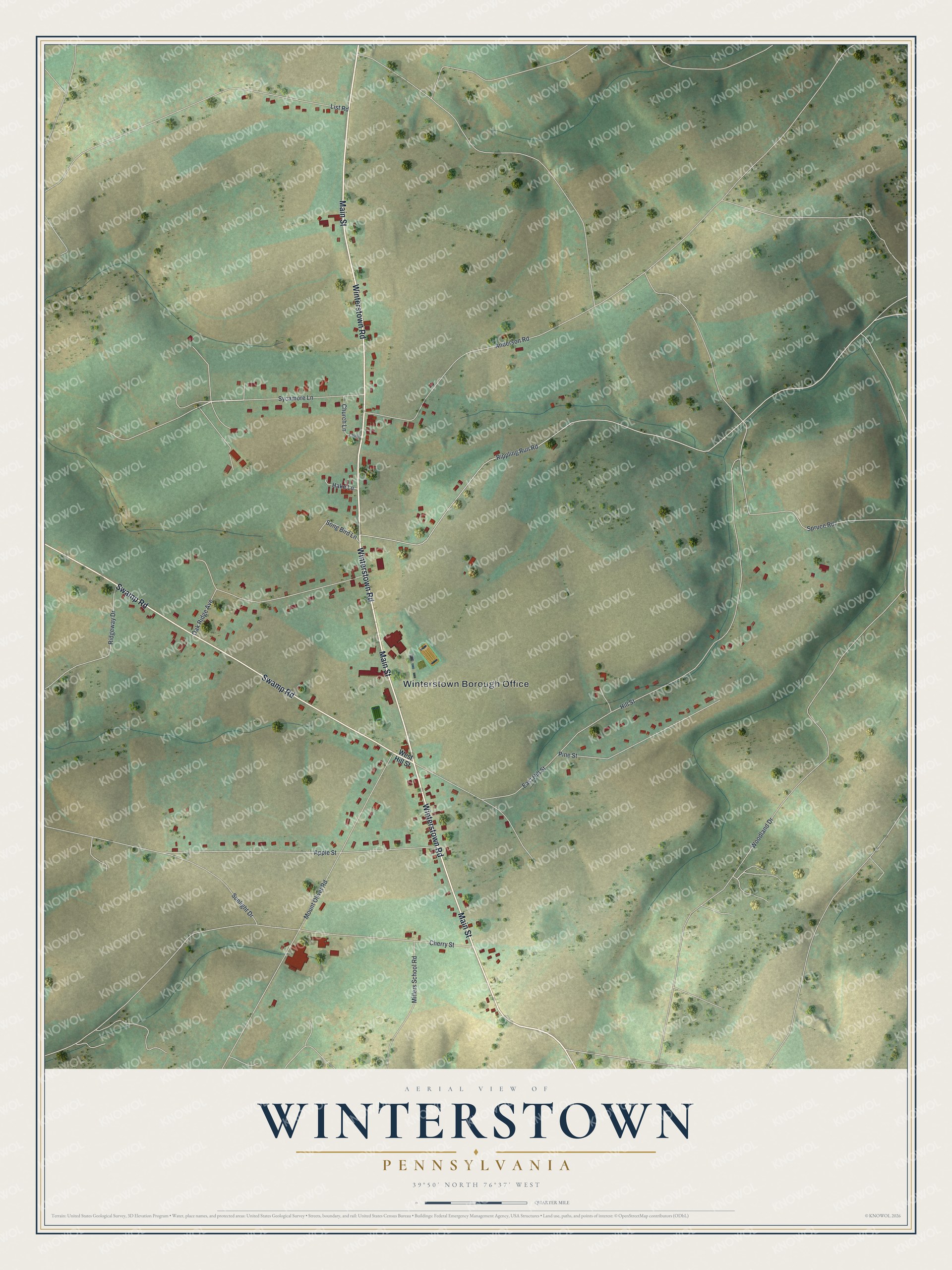 Watermarked full-map preview of Winterstown, Pennsylvania