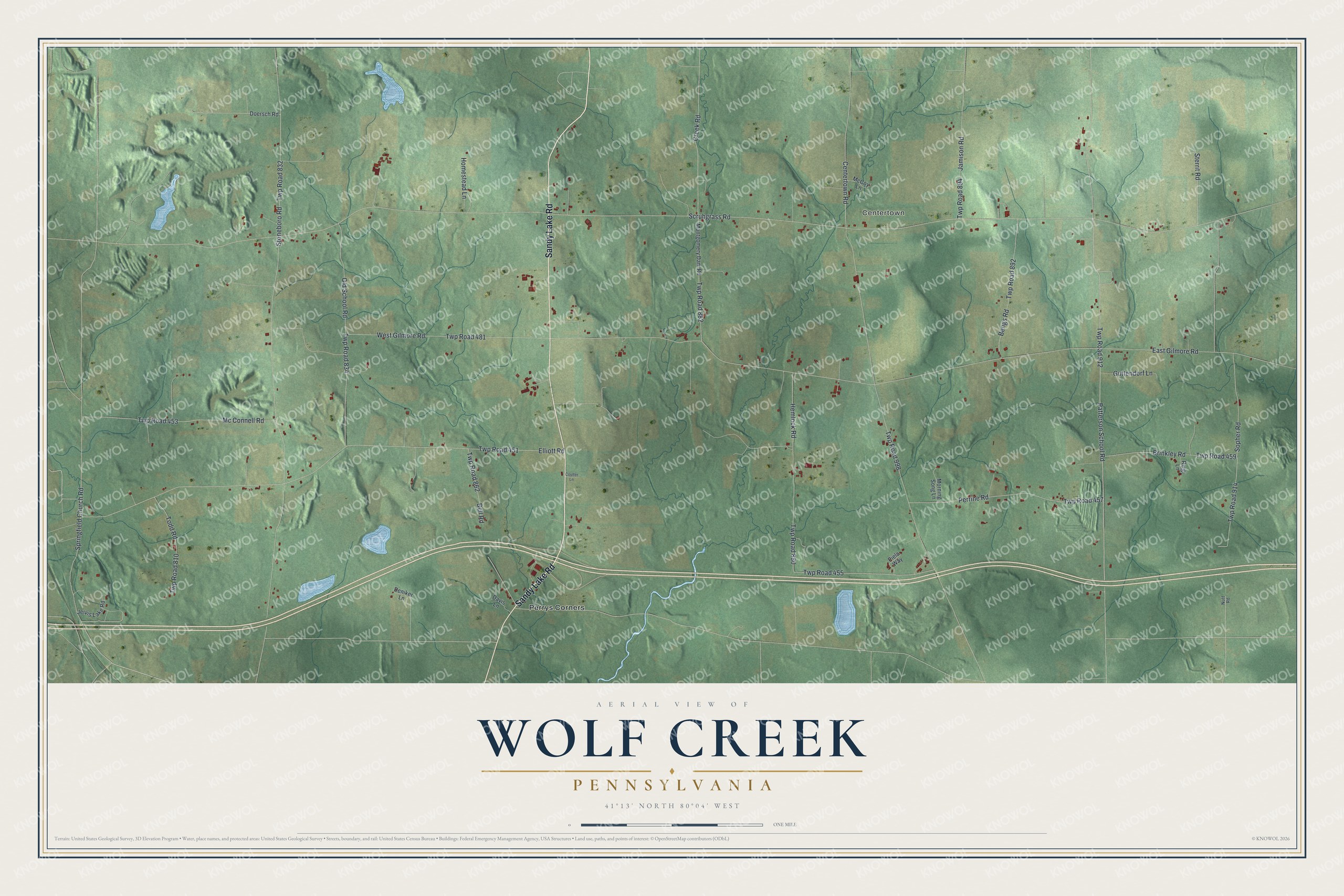 Watermarked full-map preview of Wolf Creek, Pennsylvania