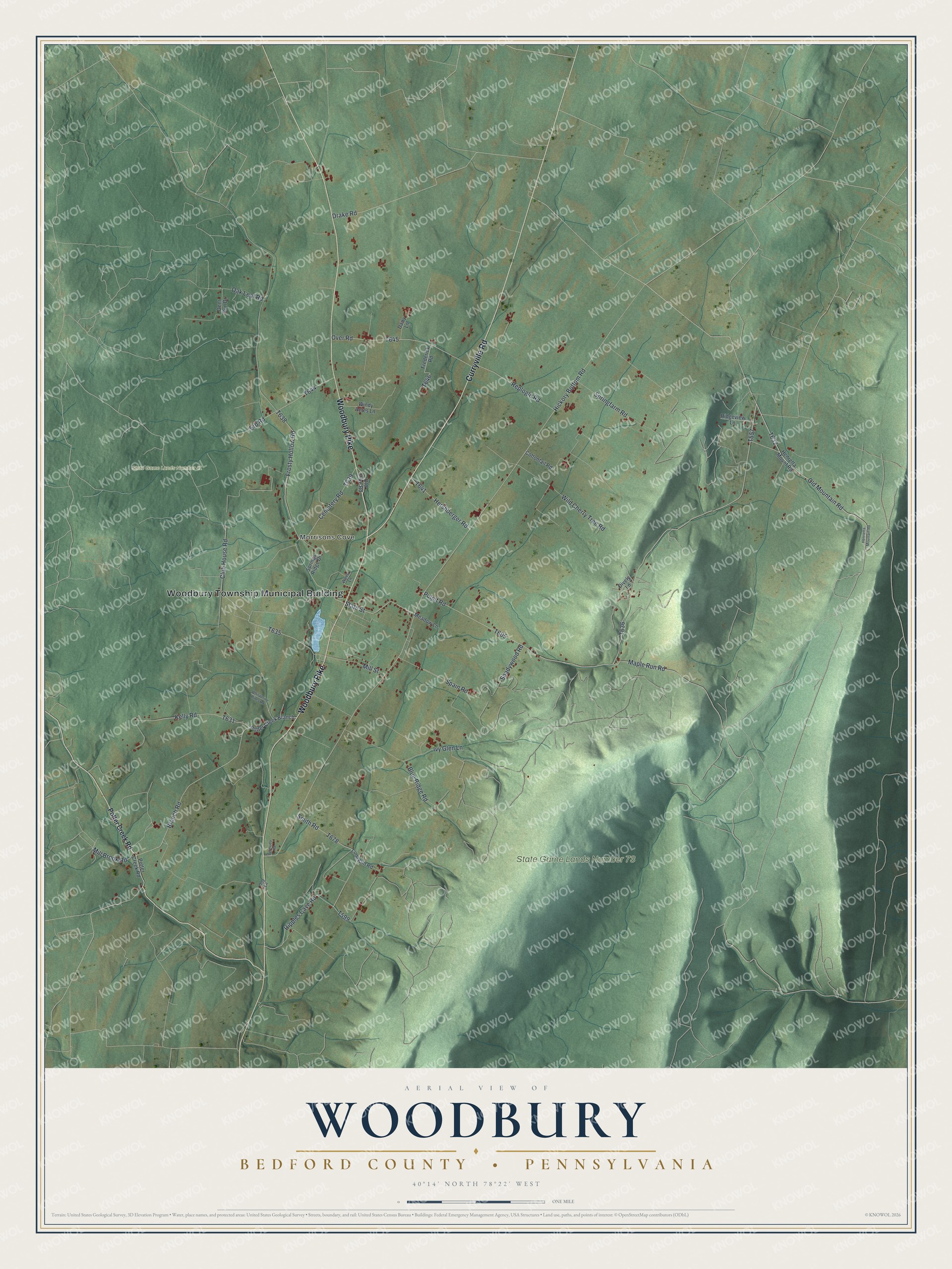 Watermarked full-map preview of Woodbury, Pennsylvania