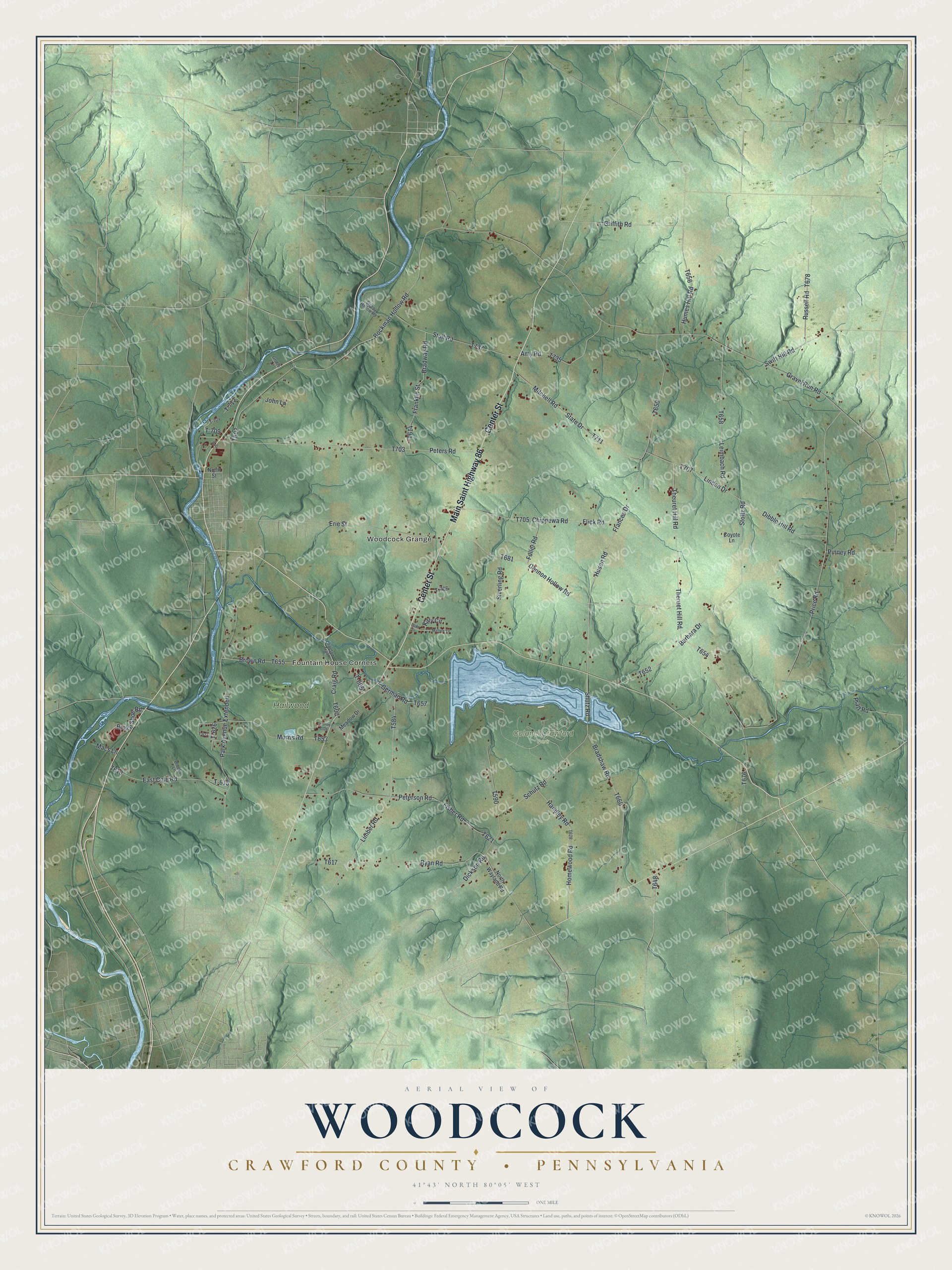 Watermarked full-map preview of Woodcock, Pennsylvania