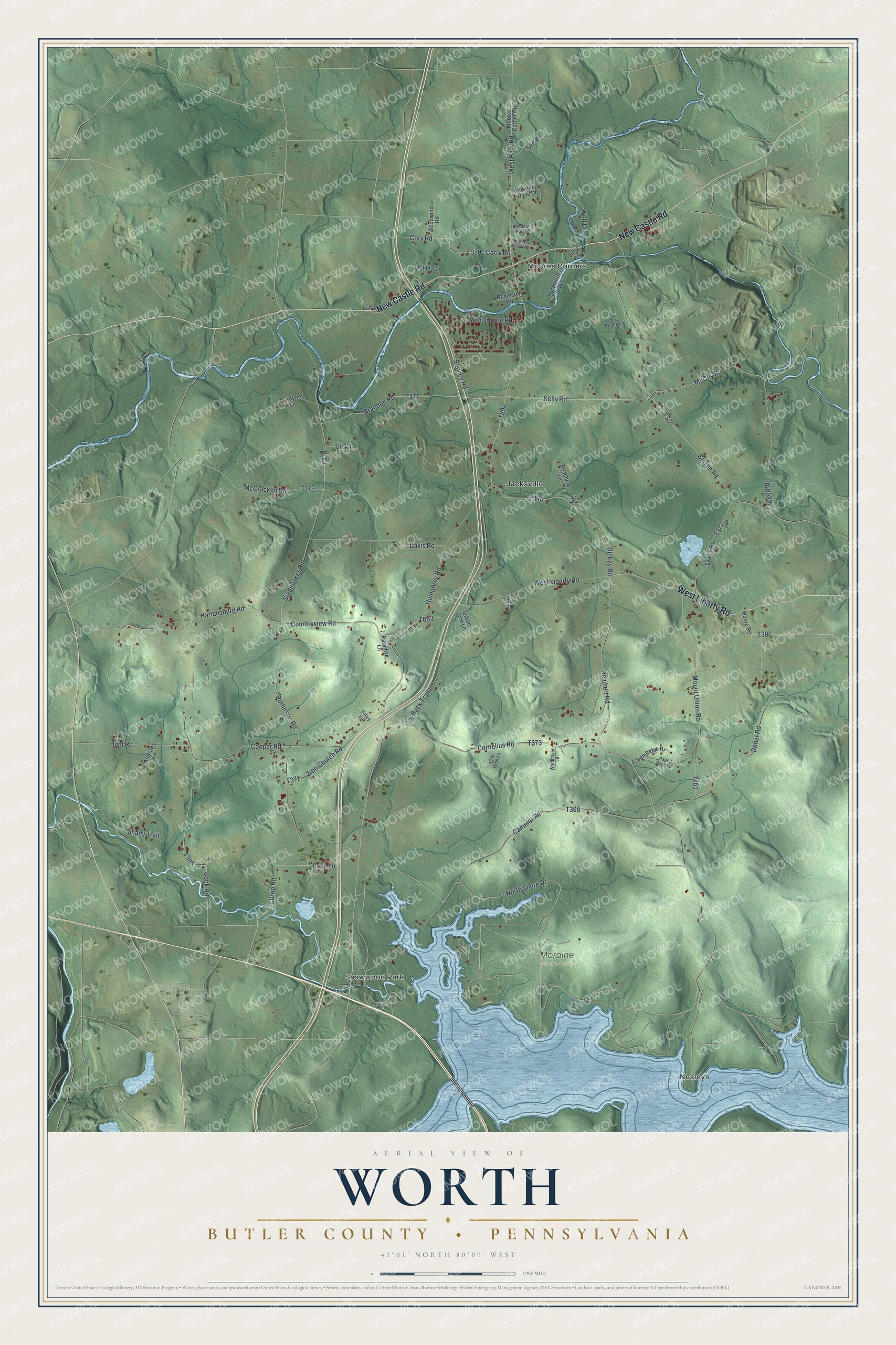 Watermarked full-map preview of Worth, Pennsylvania