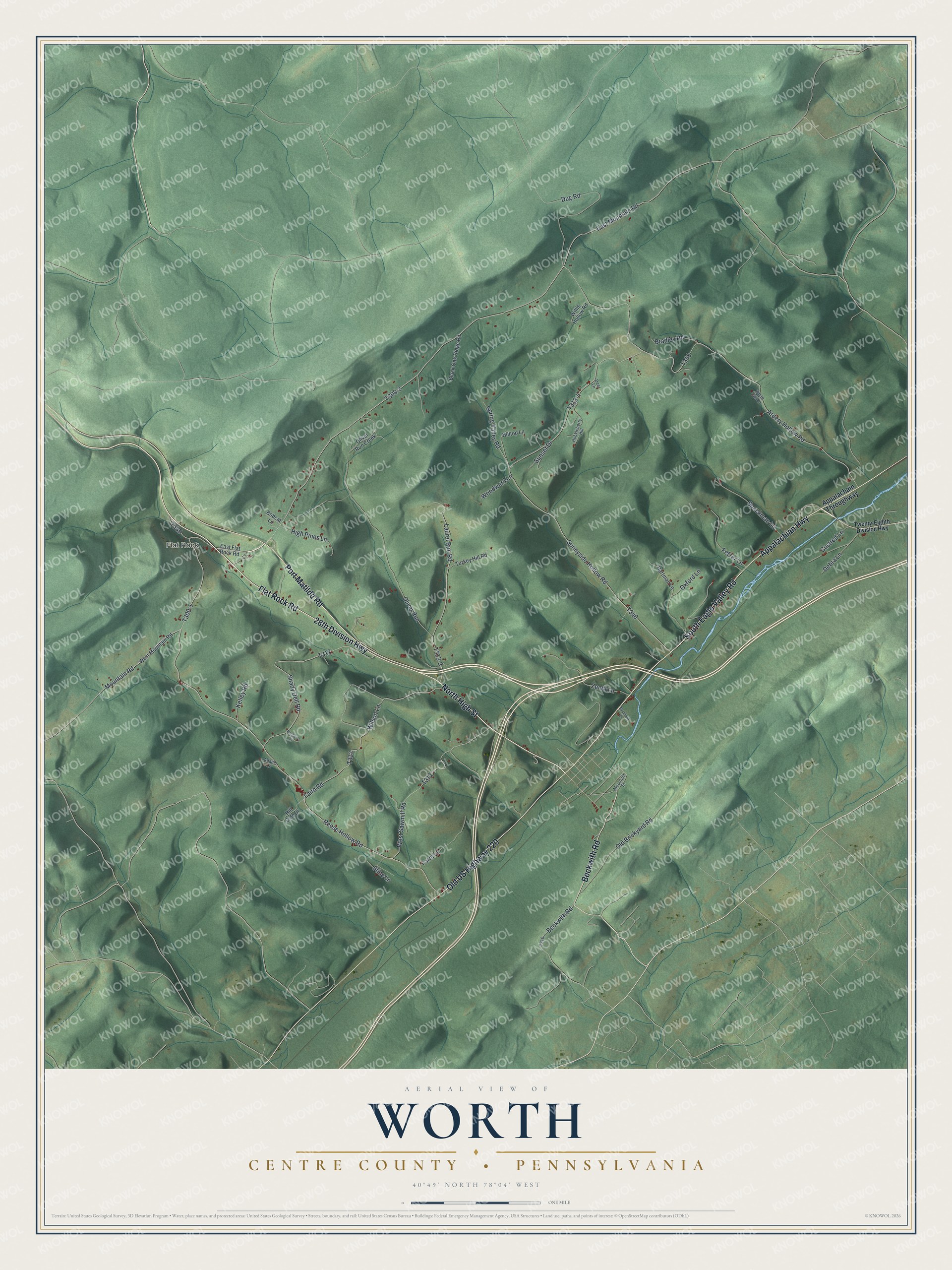 Watermarked full-map preview of Worth, Pennsylvania