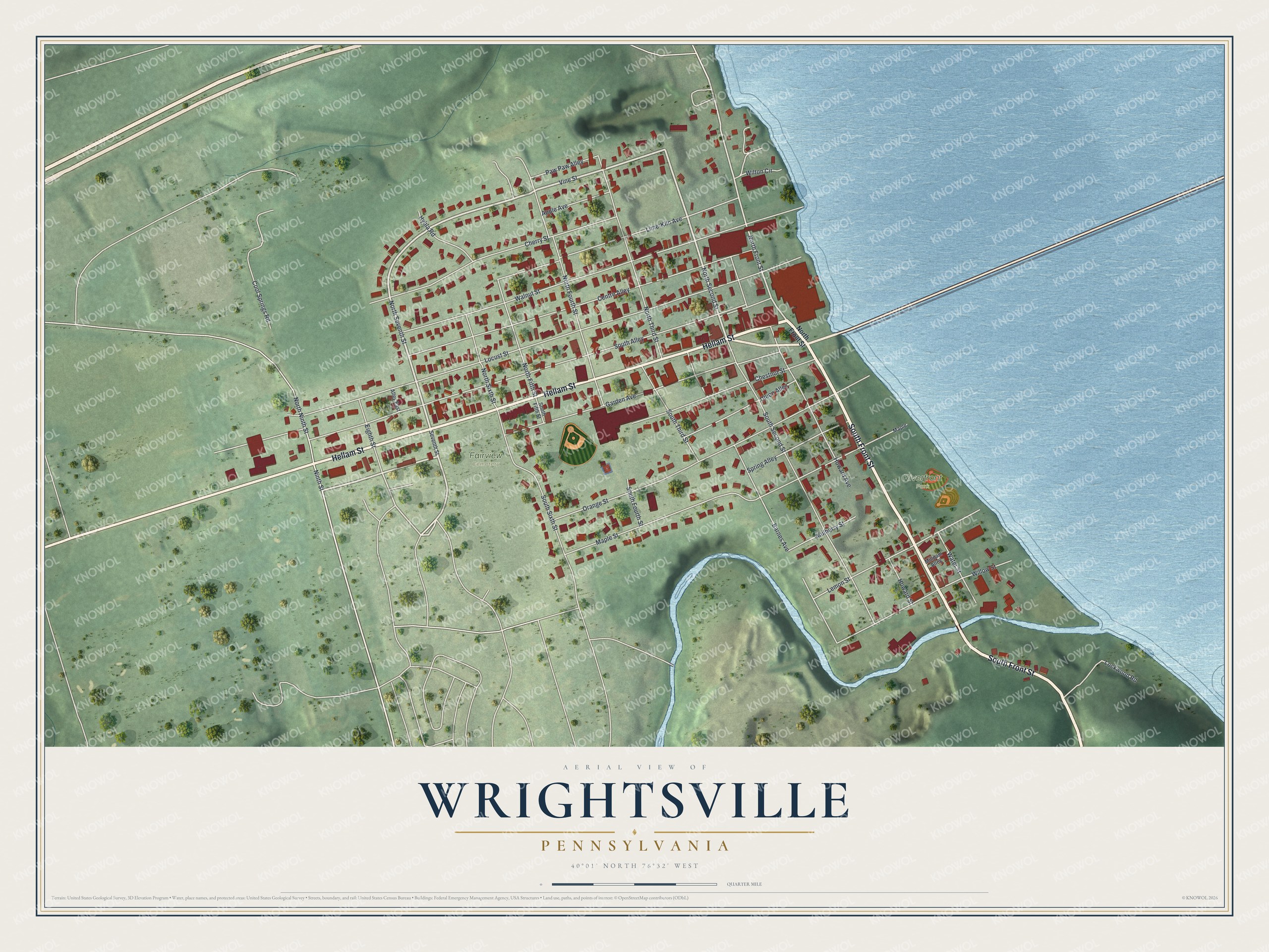 Watermarked full-map preview of Wrightsville, Pennsylvania