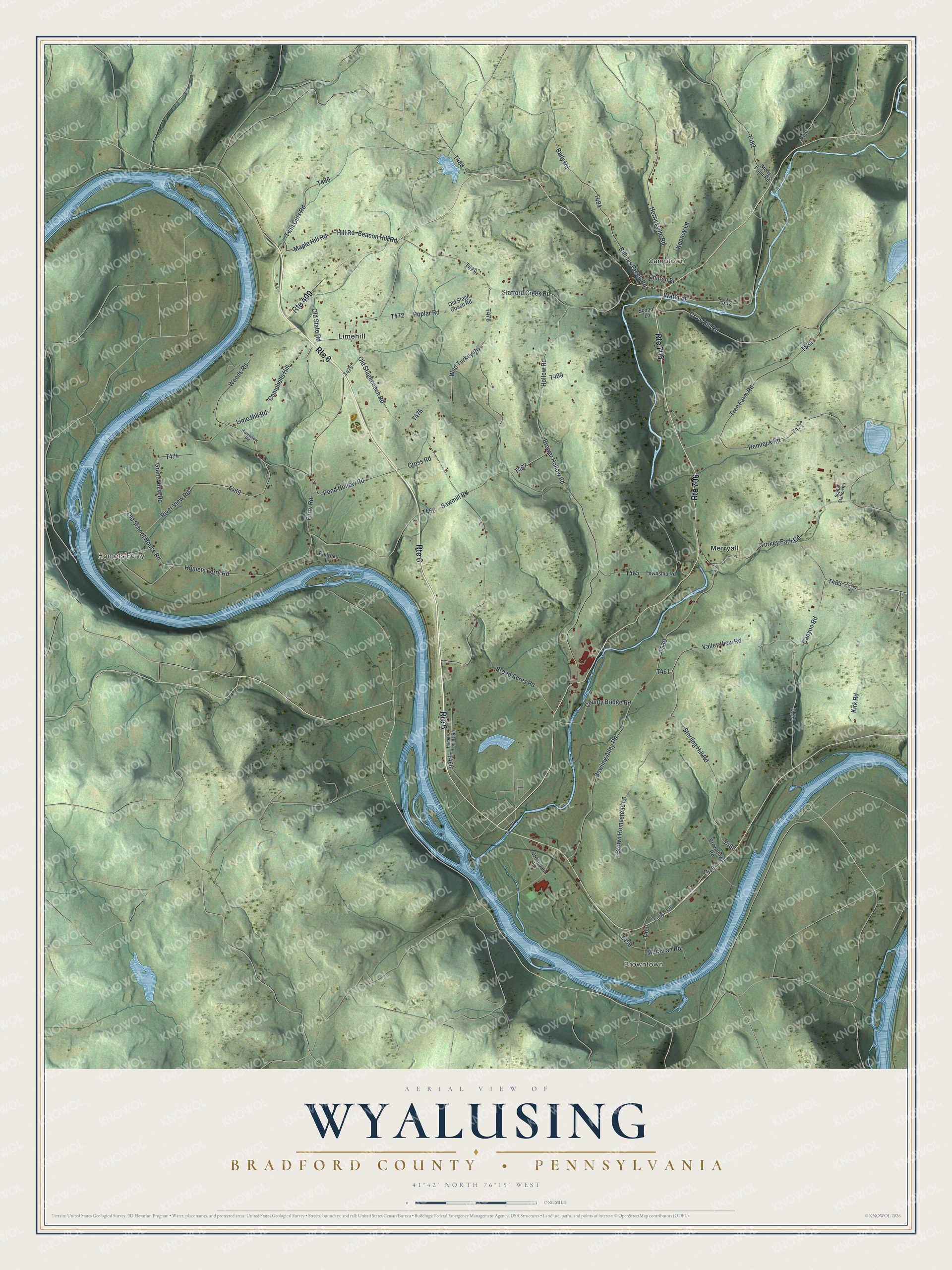 Watermarked full-map preview of Wyalusing, Pennsylvania
