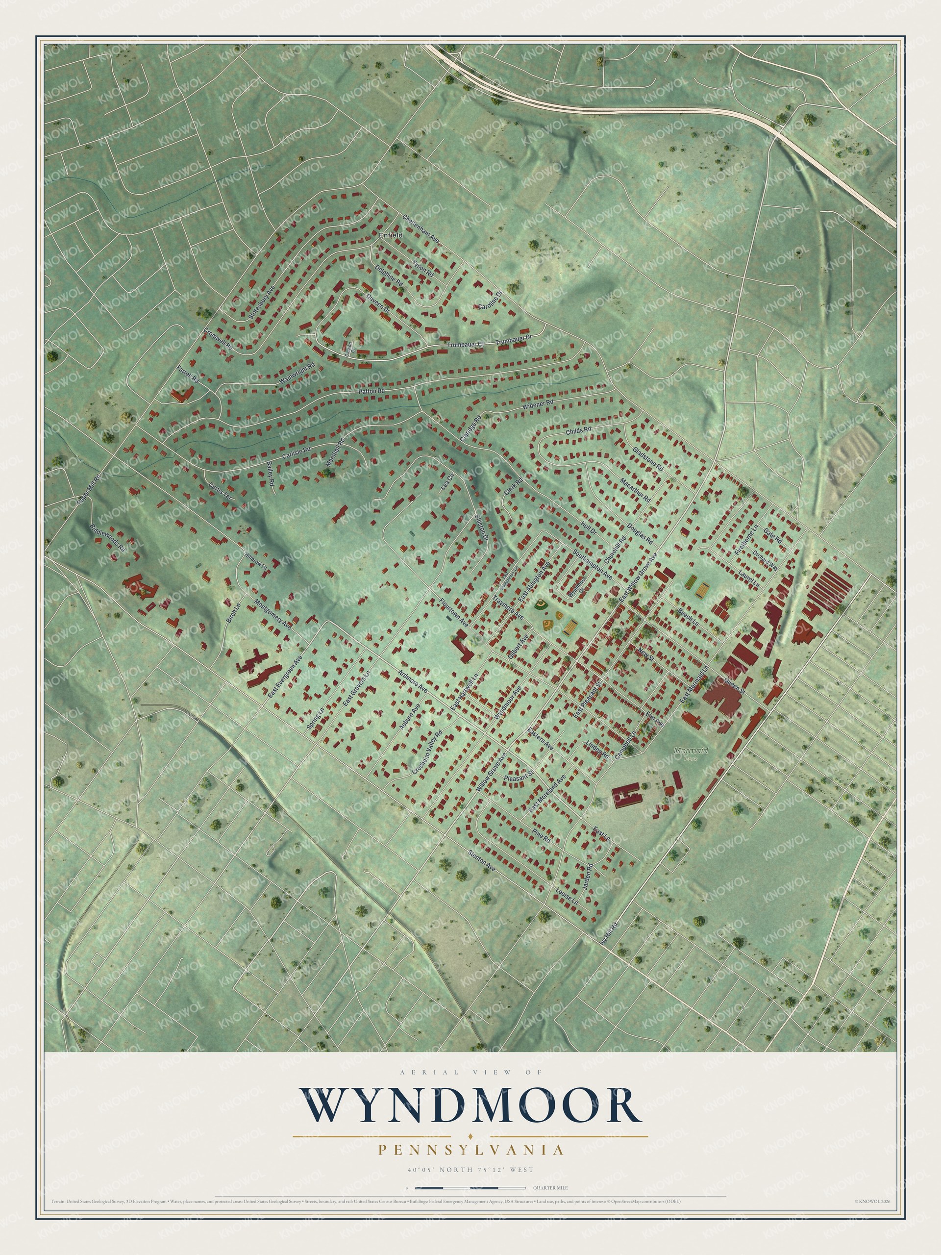 Watermarked full-map preview of Wyndmoor, Pennsylvania