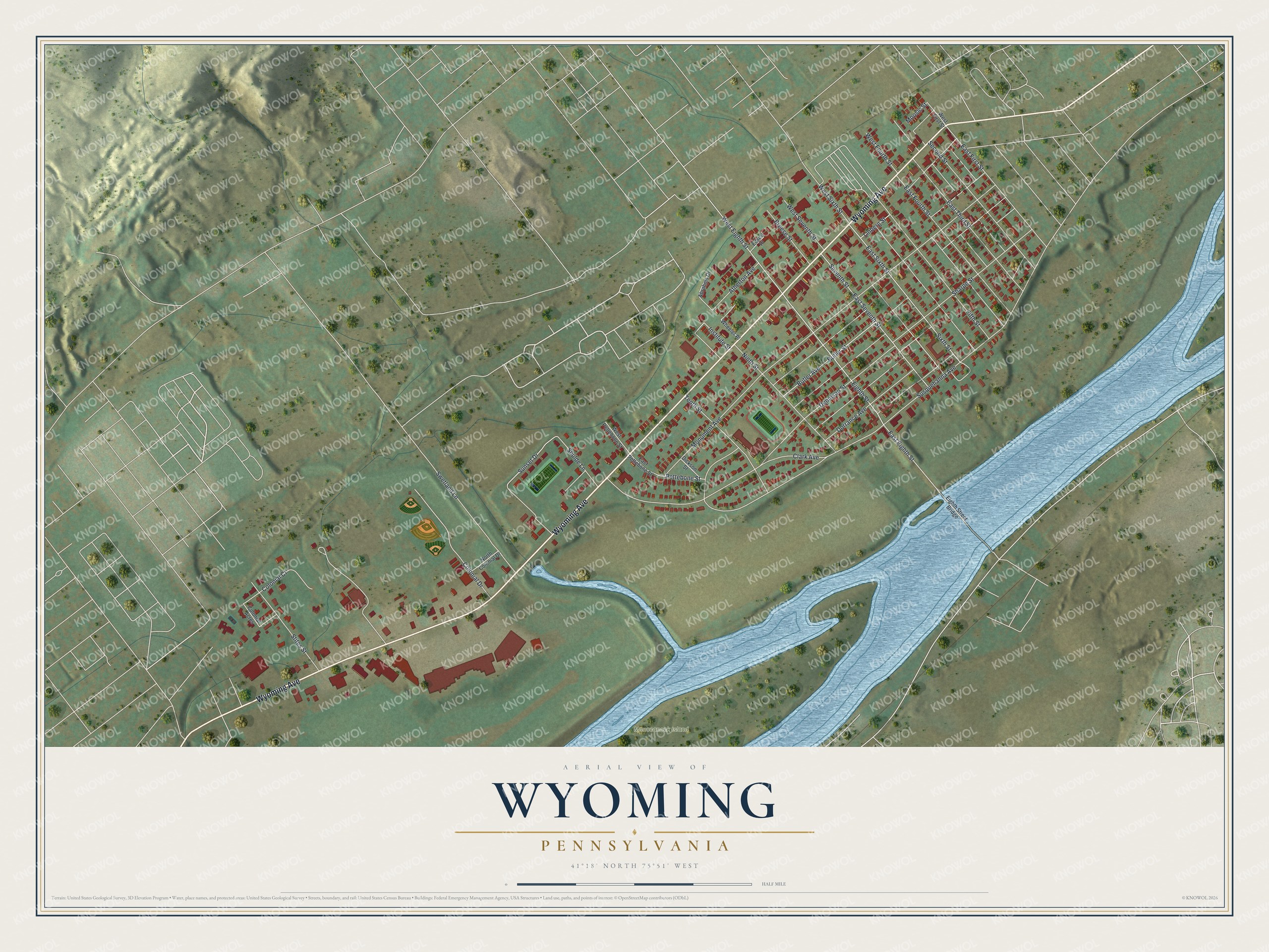 Watermarked full-map preview of Wyoming, Pennsylvania
