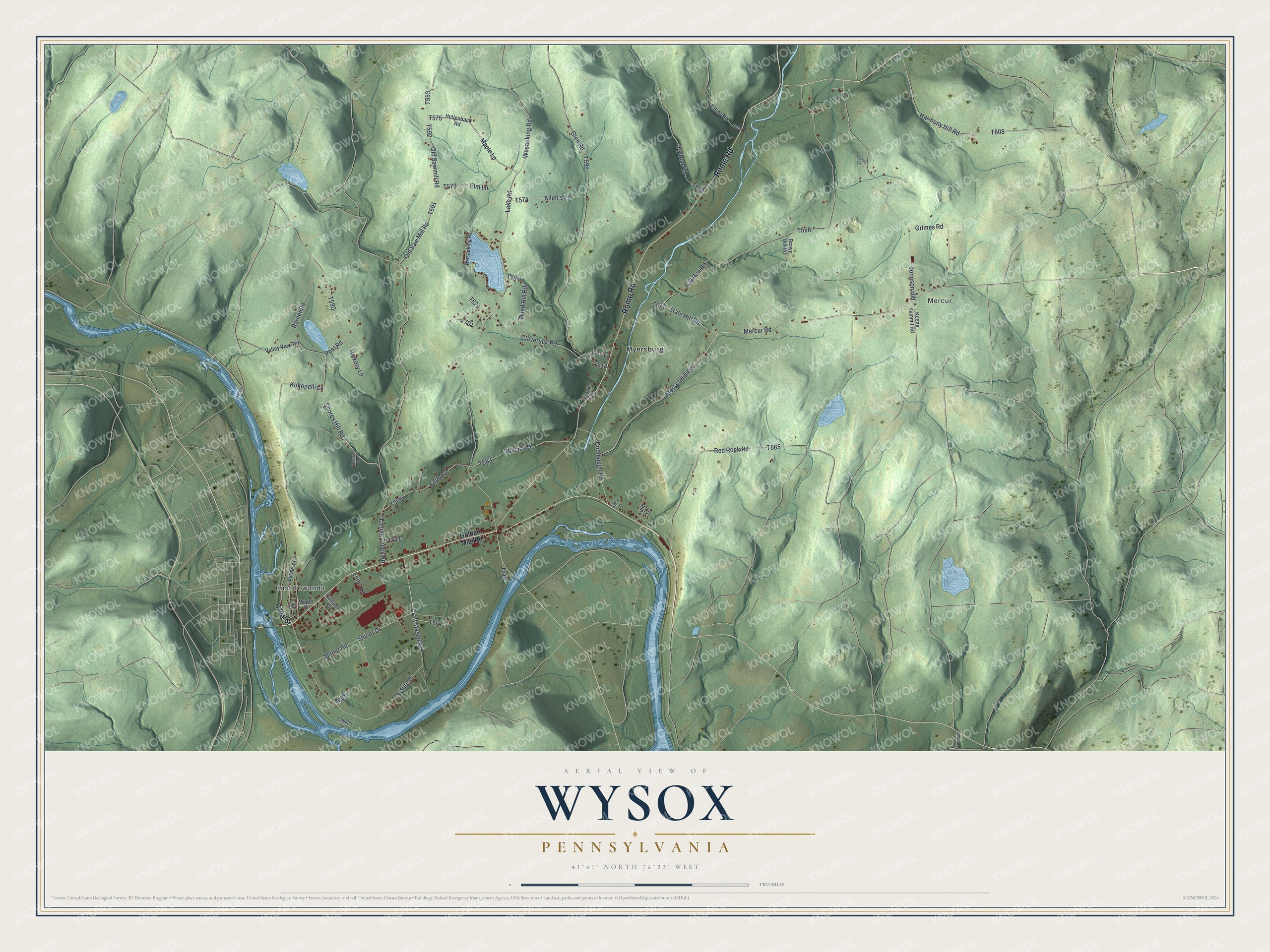 Watermarked full-map preview of Wysox, Pennsylvania