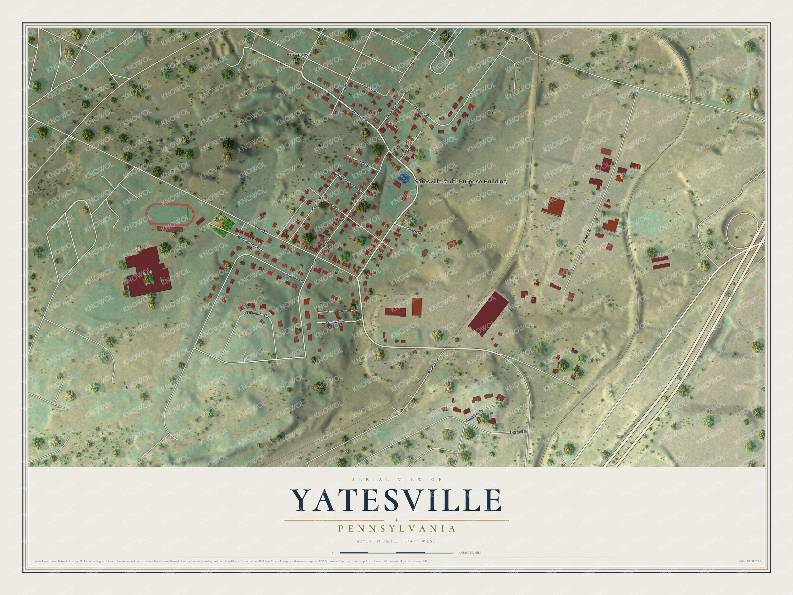 Watermarked full-map preview of Yatesville, Pennsylvania