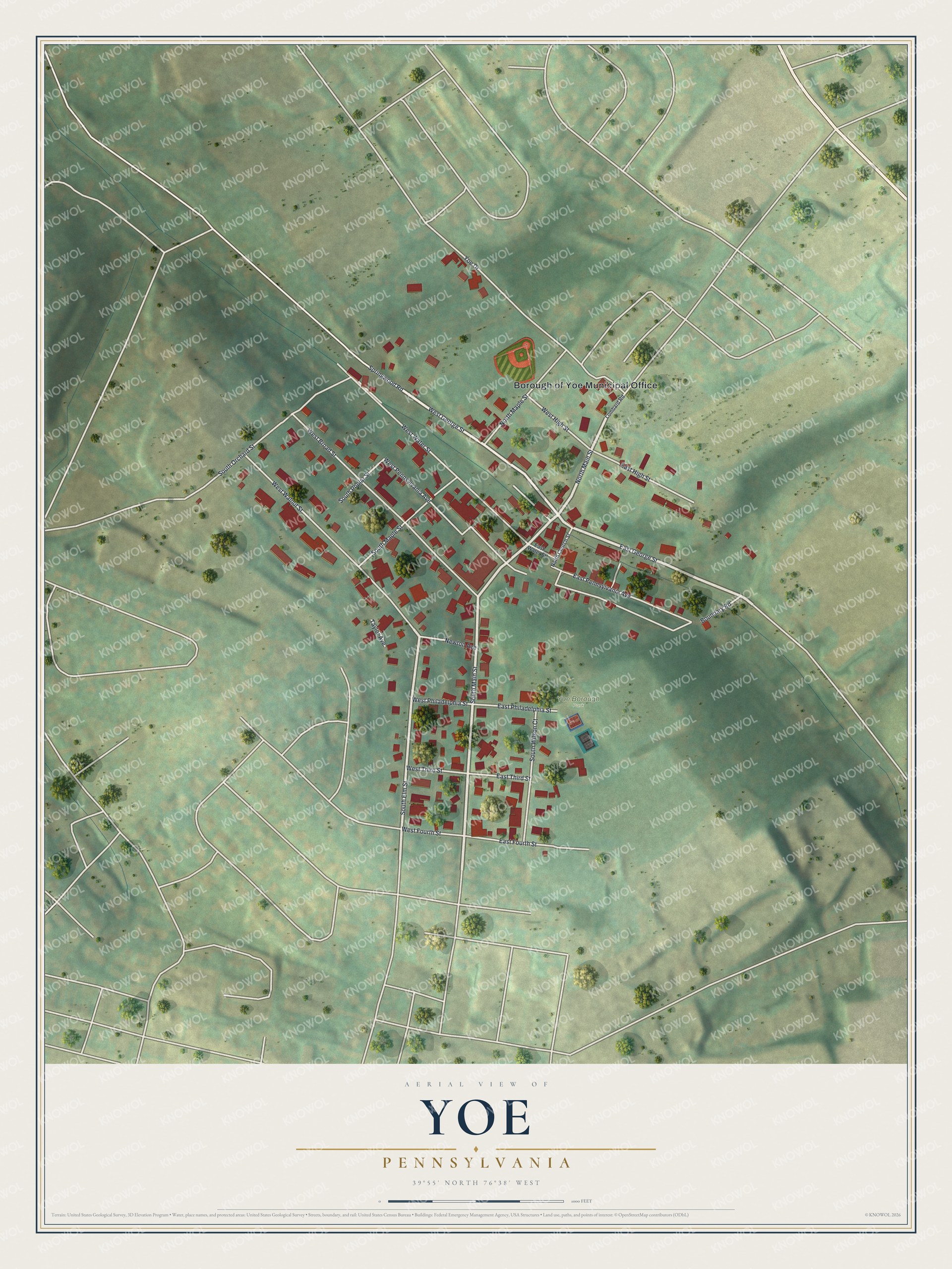 Watermarked full-map preview of Yoe, Pennsylvania