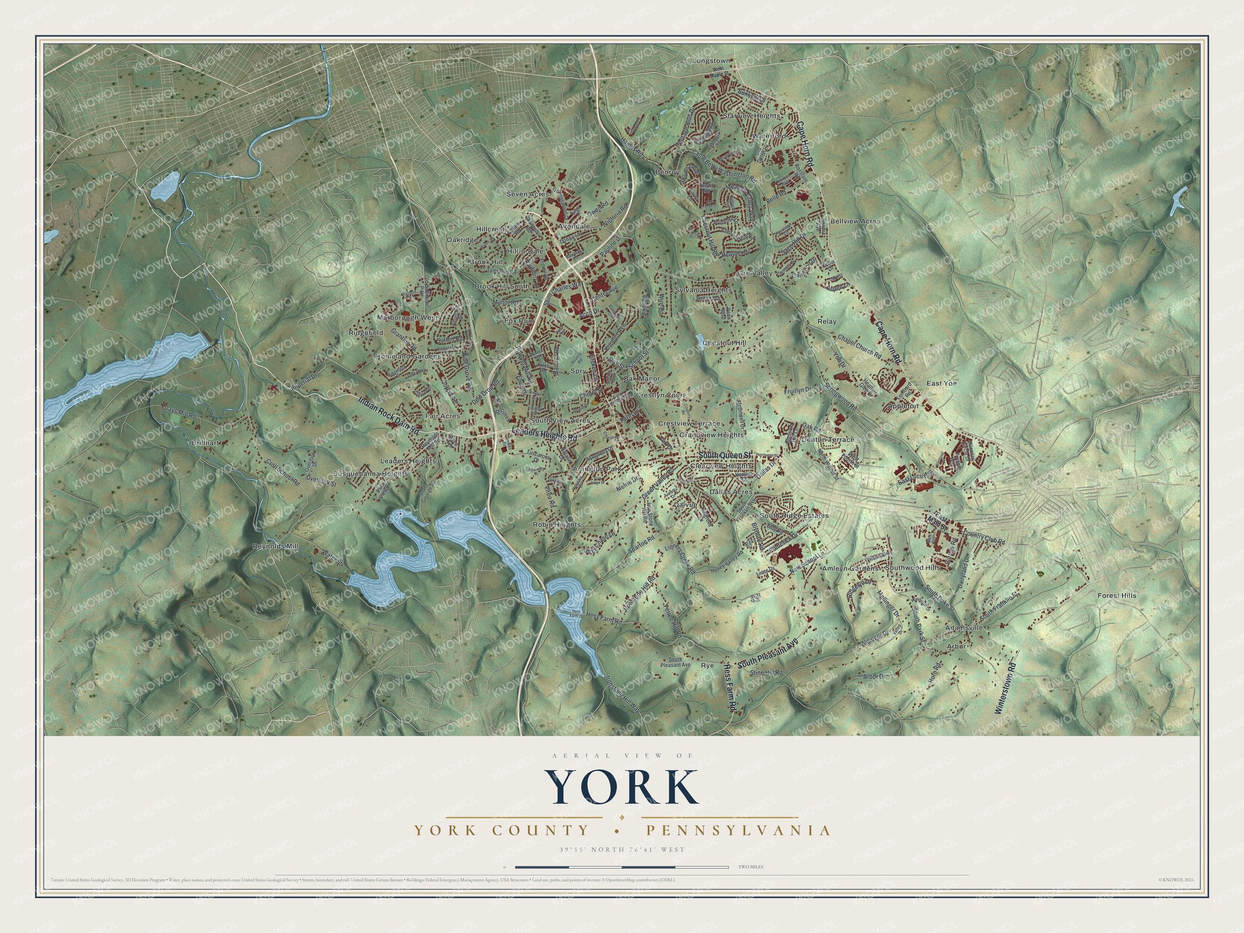 Watermarked full-map preview of York, Pennsylvania