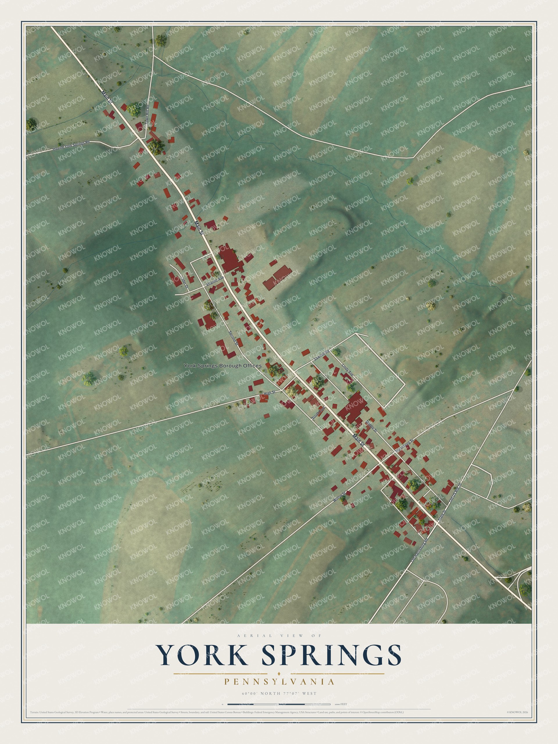 Watermarked full-map preview of York Springs, Pennsylvania