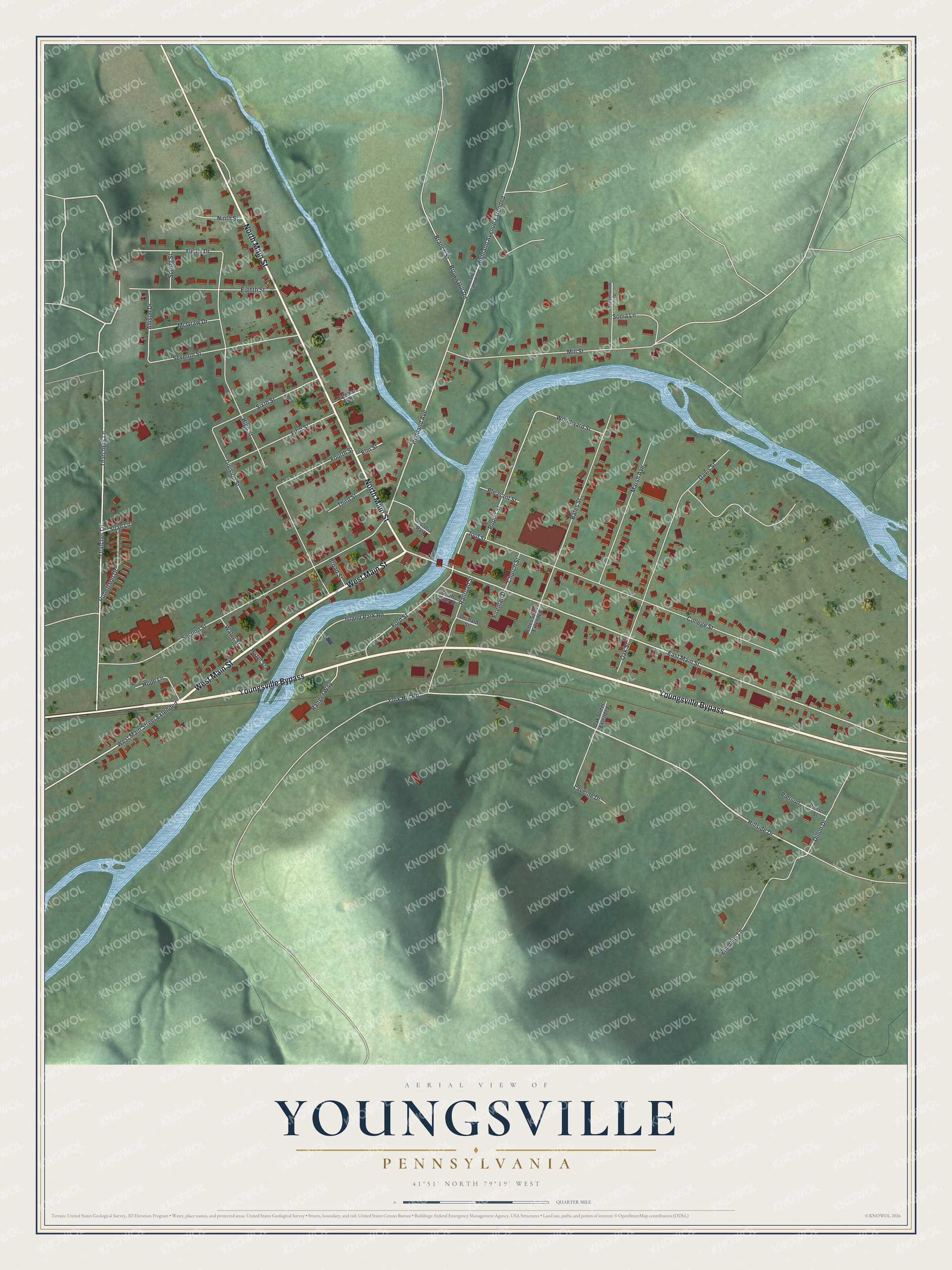 Watermarked full-map preview of Youngsville, Pennsylvania