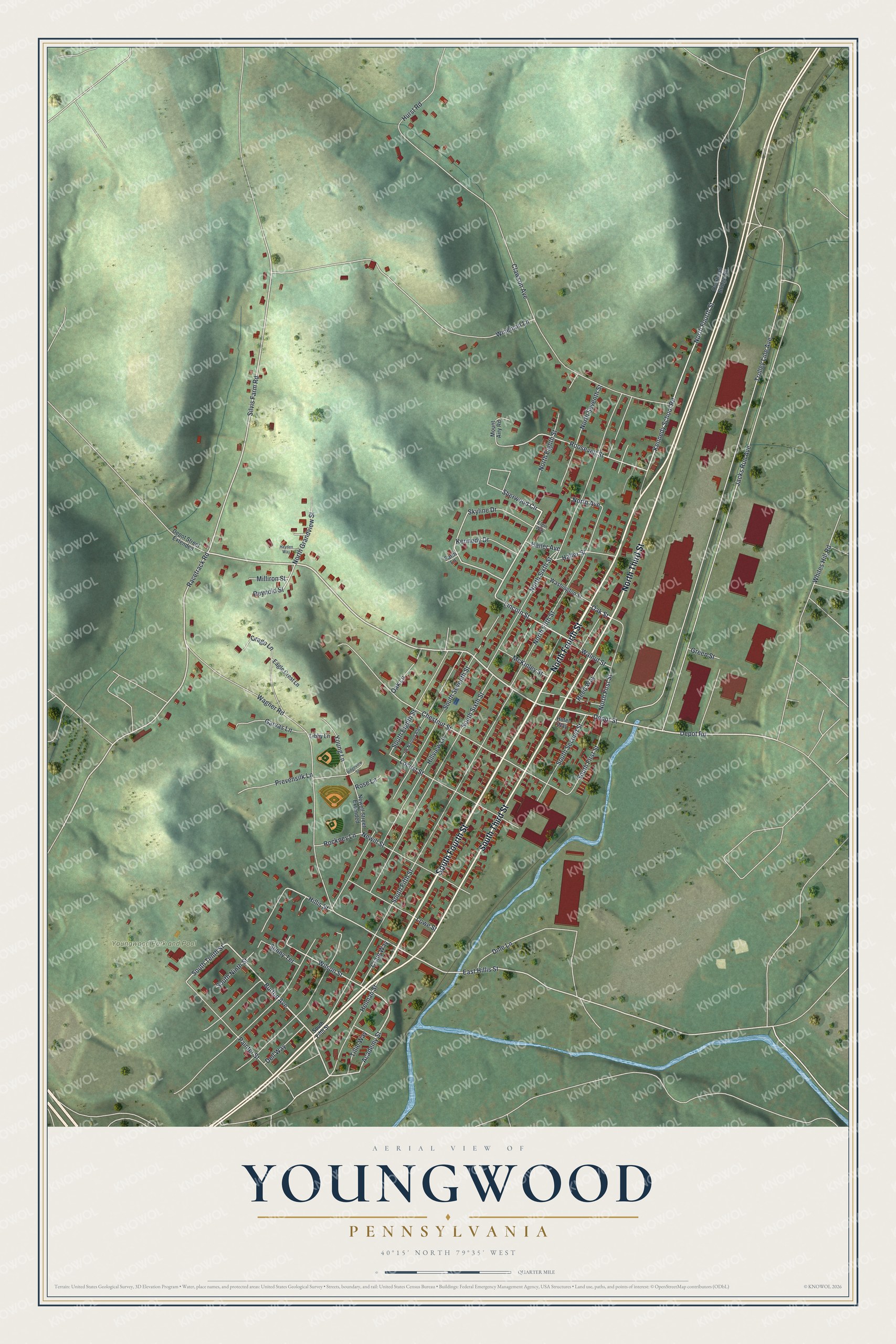 Watermarked full-map preview of Youngwood, Pennsylvania