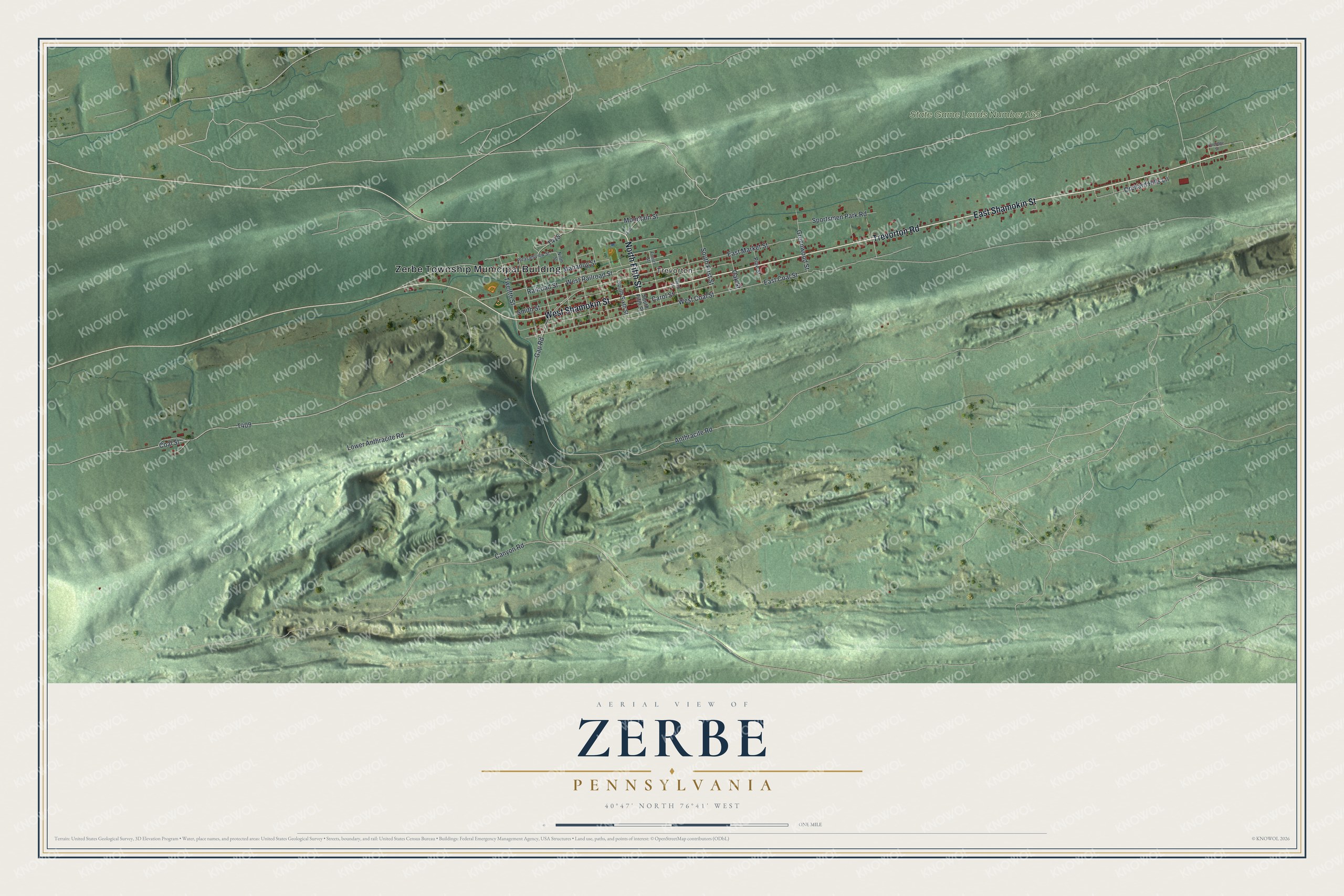 Watermarked full-map preview of Zerbe, Pennsylvania