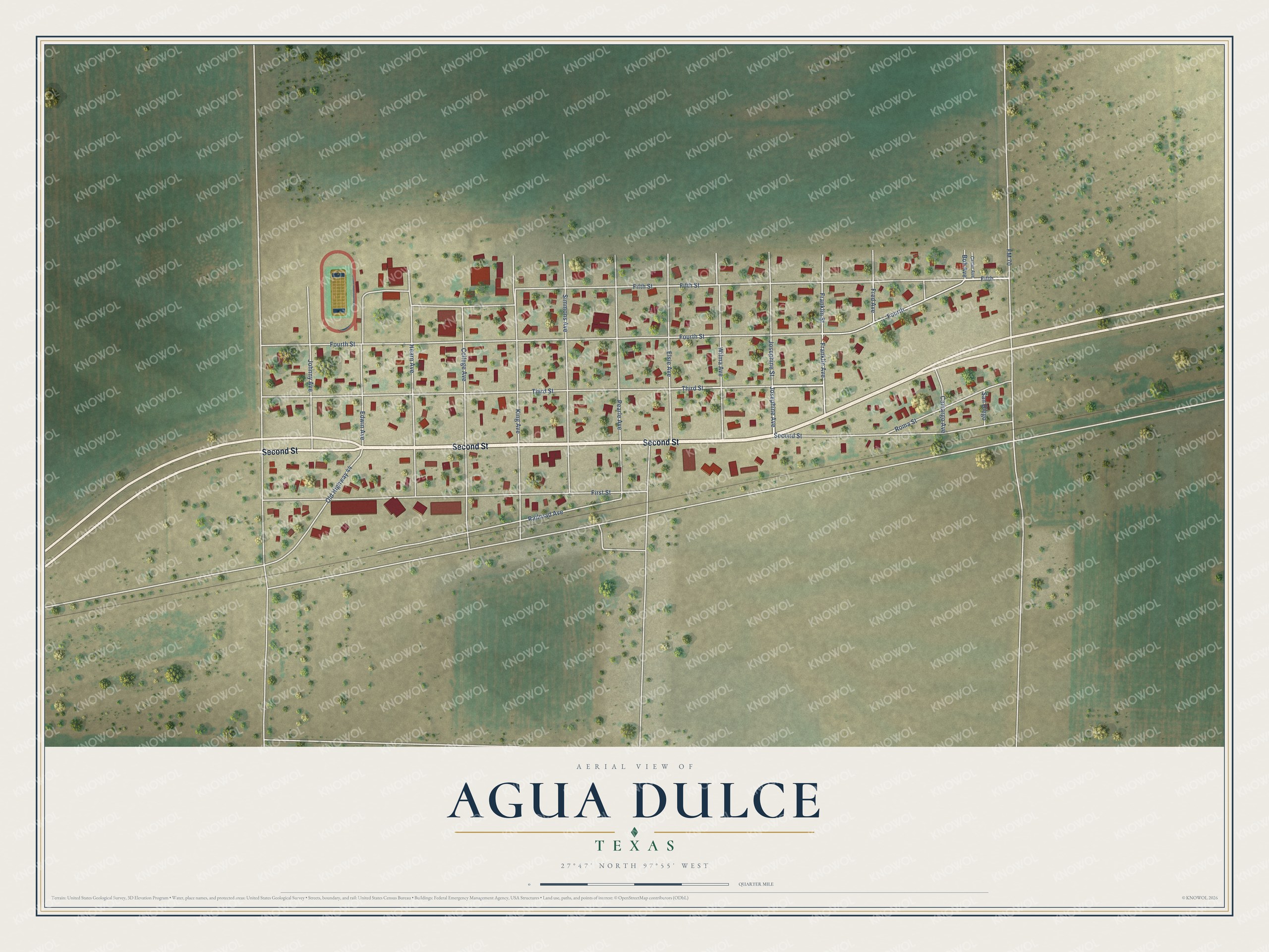 Watermarked full-map preview of Agua Dulce, Texas