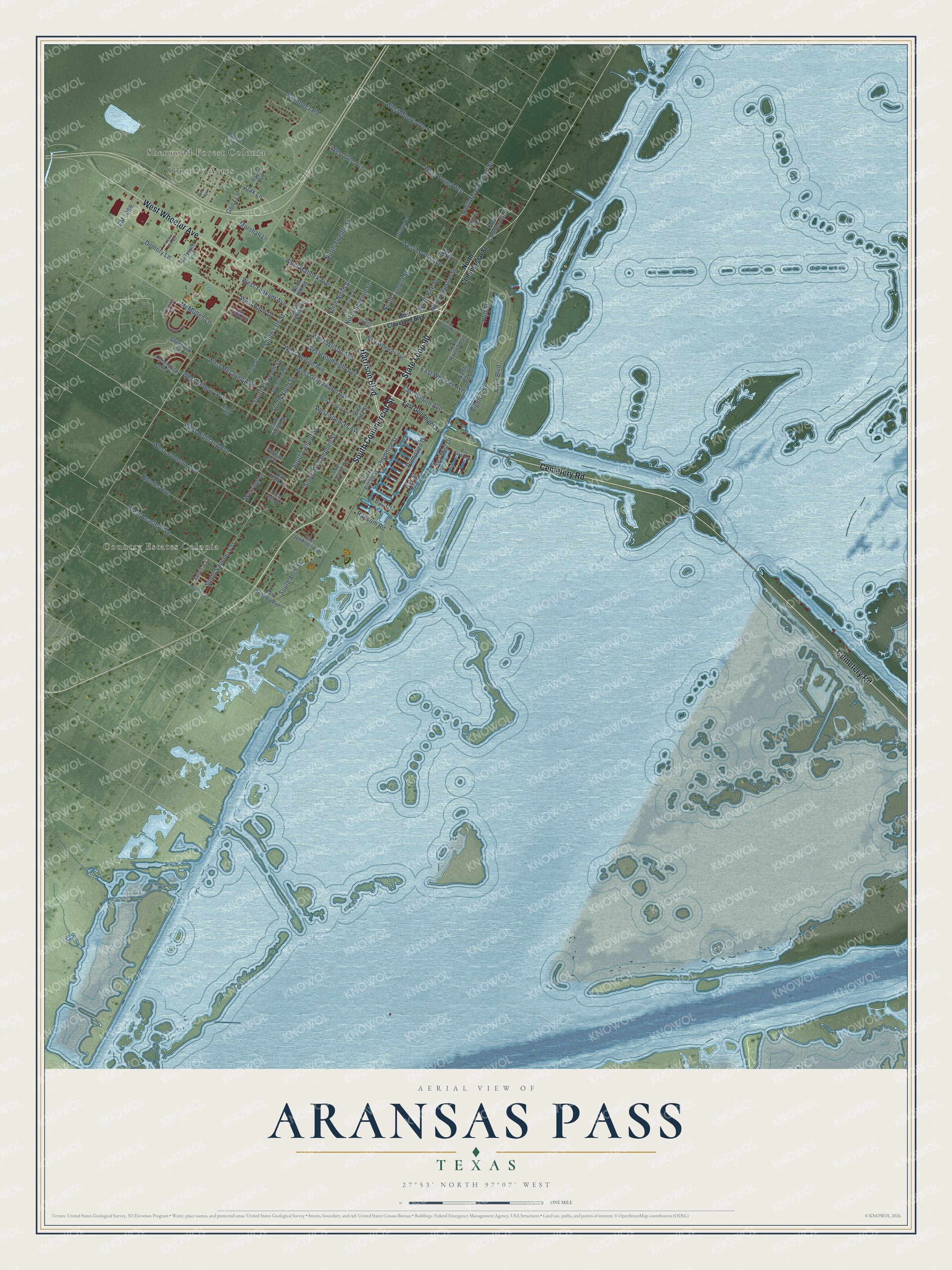 Watermarked full-map preview of Aransas Pass, Texas