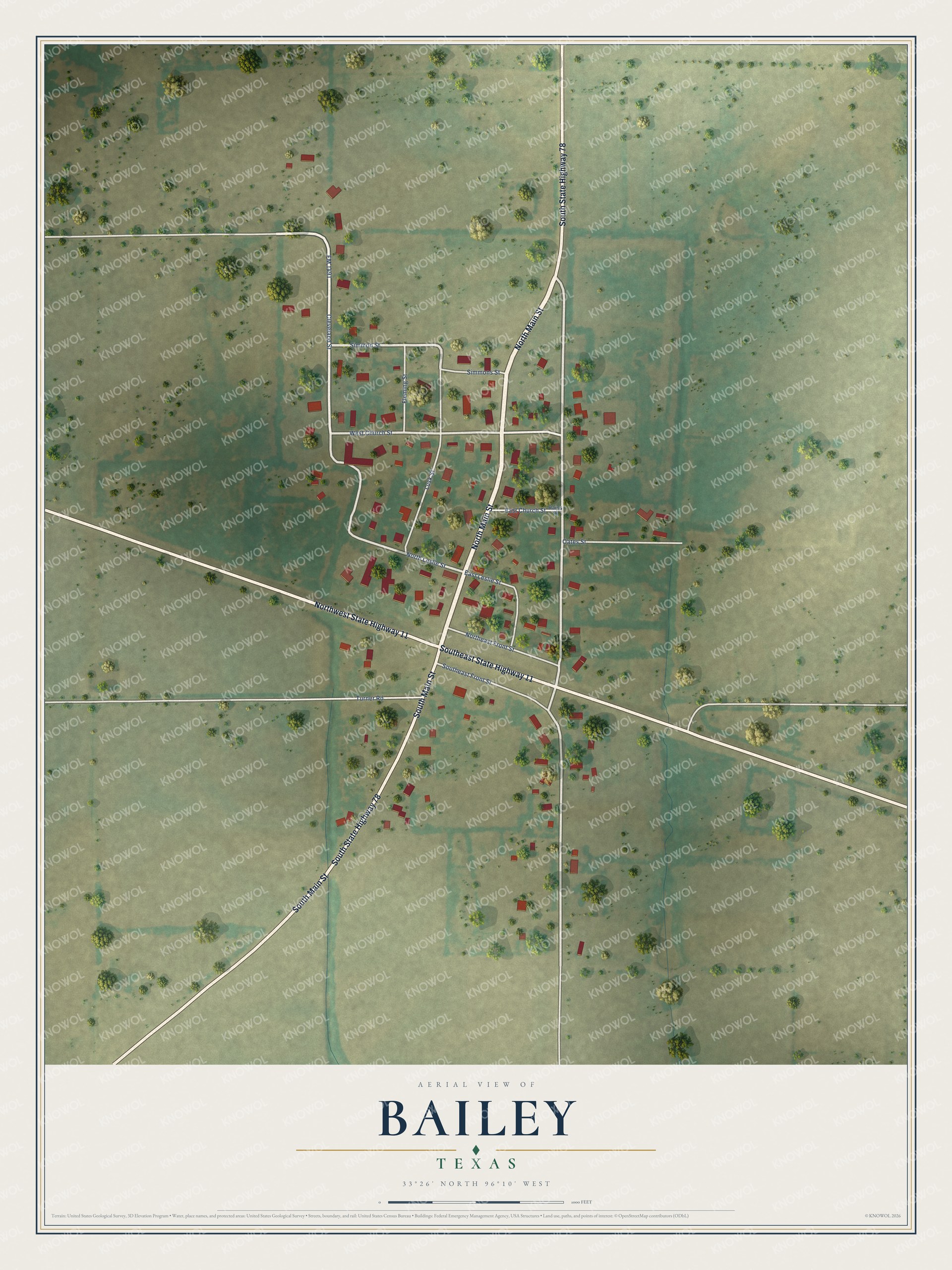 Watermarked full-map preview of Bailey, Texas