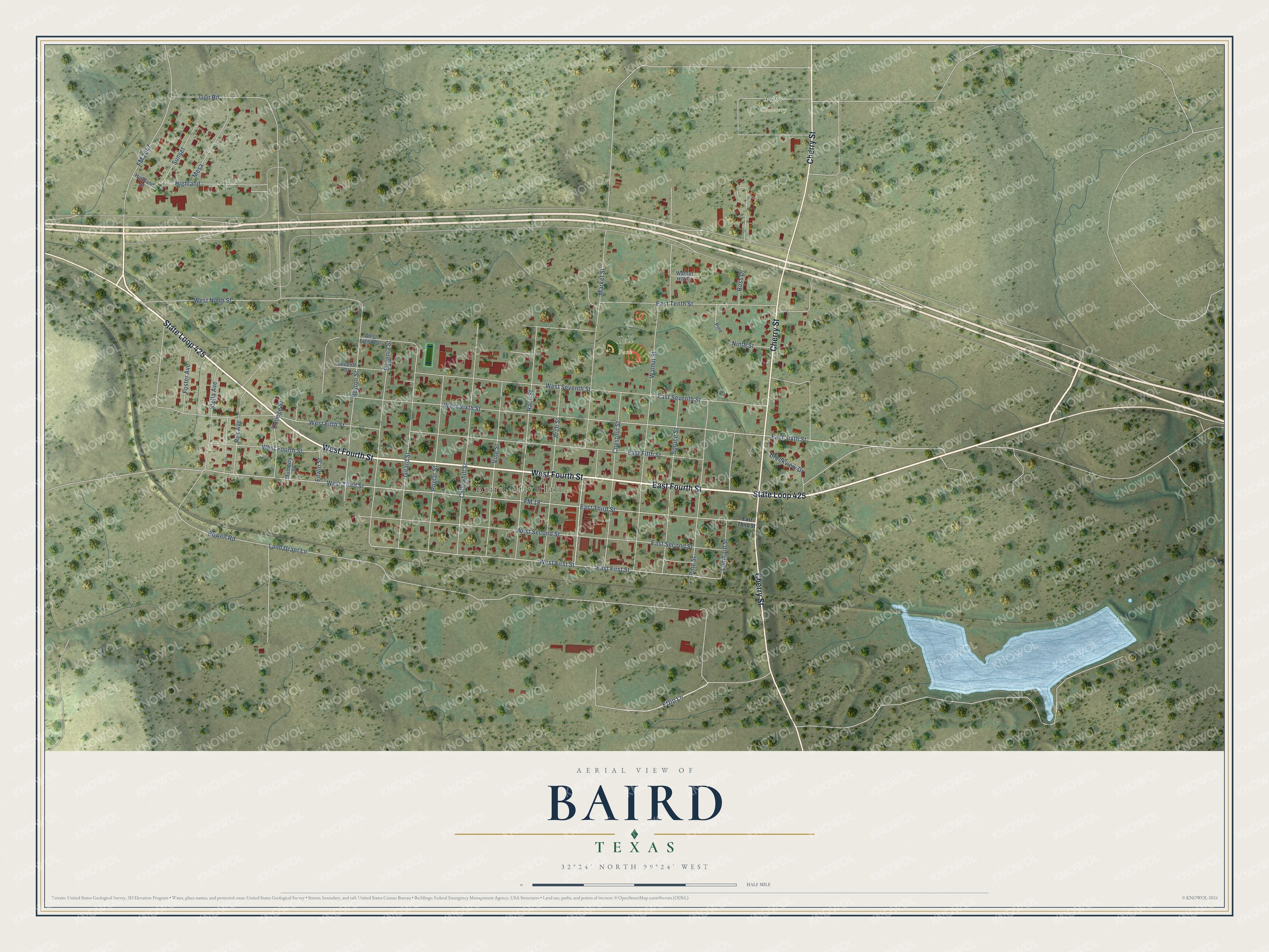 Watermarked full-map preview of Baird, Texas