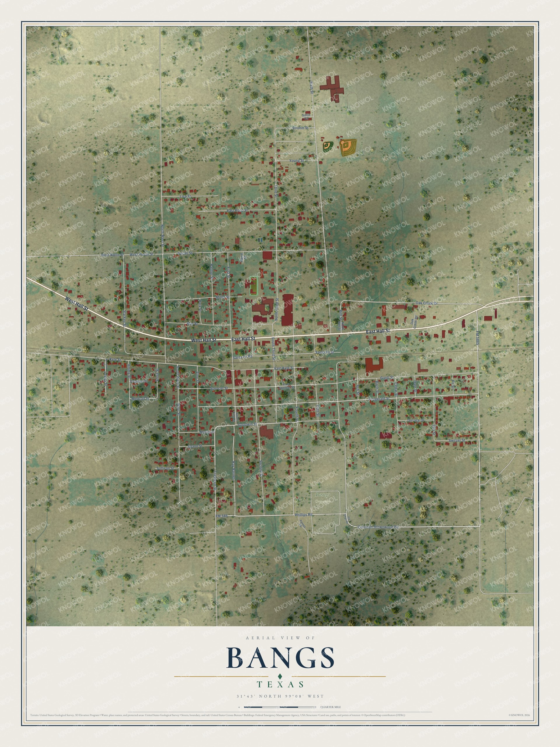Watermarked full-map preview of Bangs, Texas