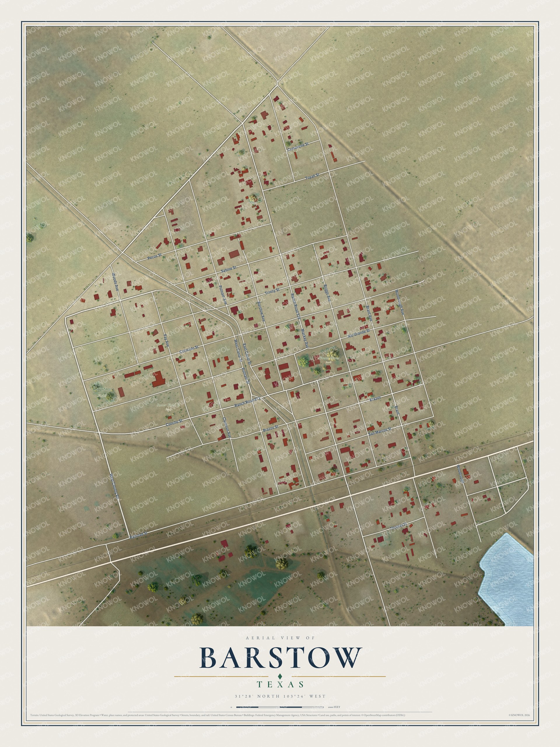 Watermarked full-map preview of Barstow, Texas