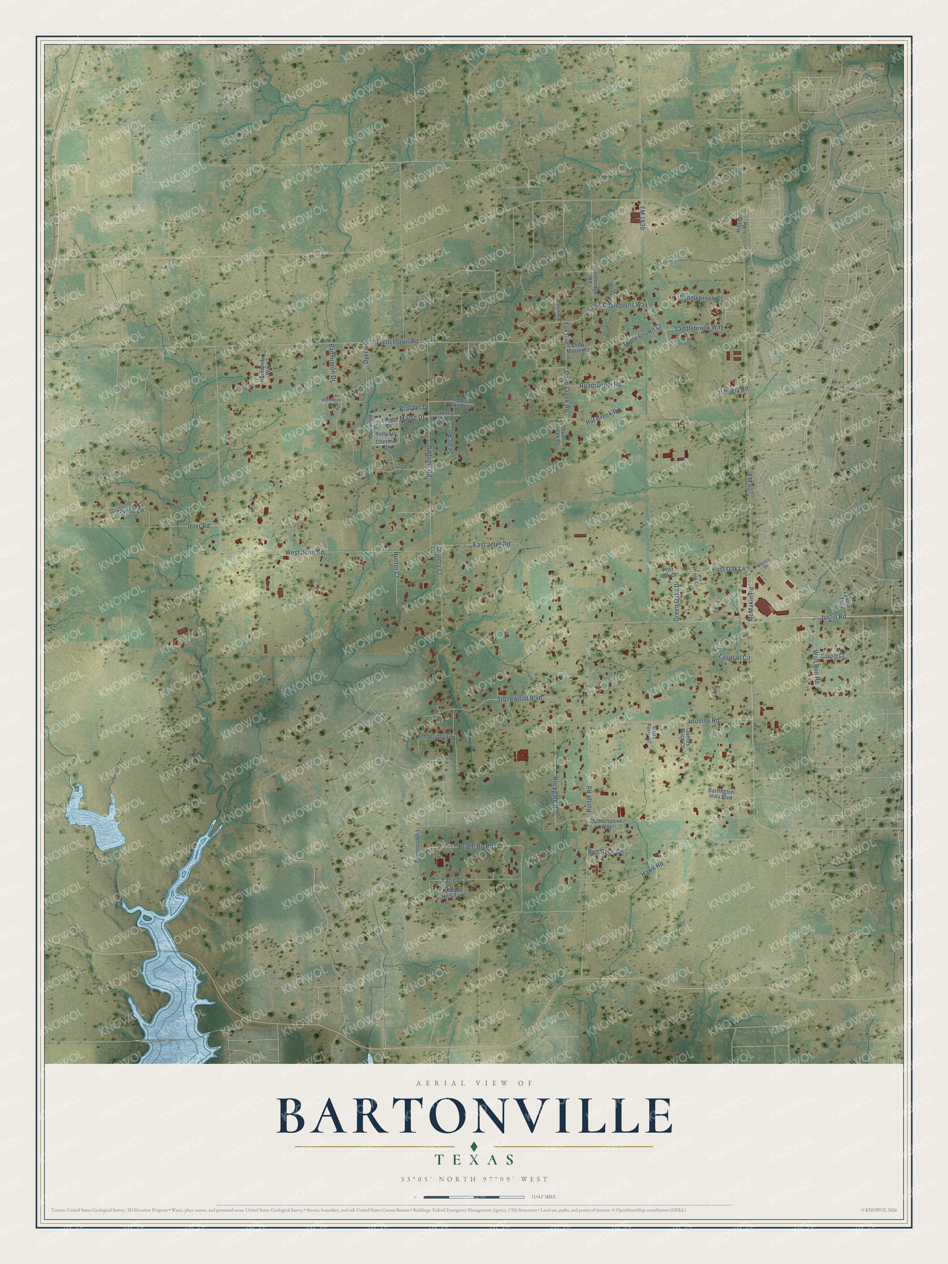 Watermarked full-map preview of Bartonville, Texas
