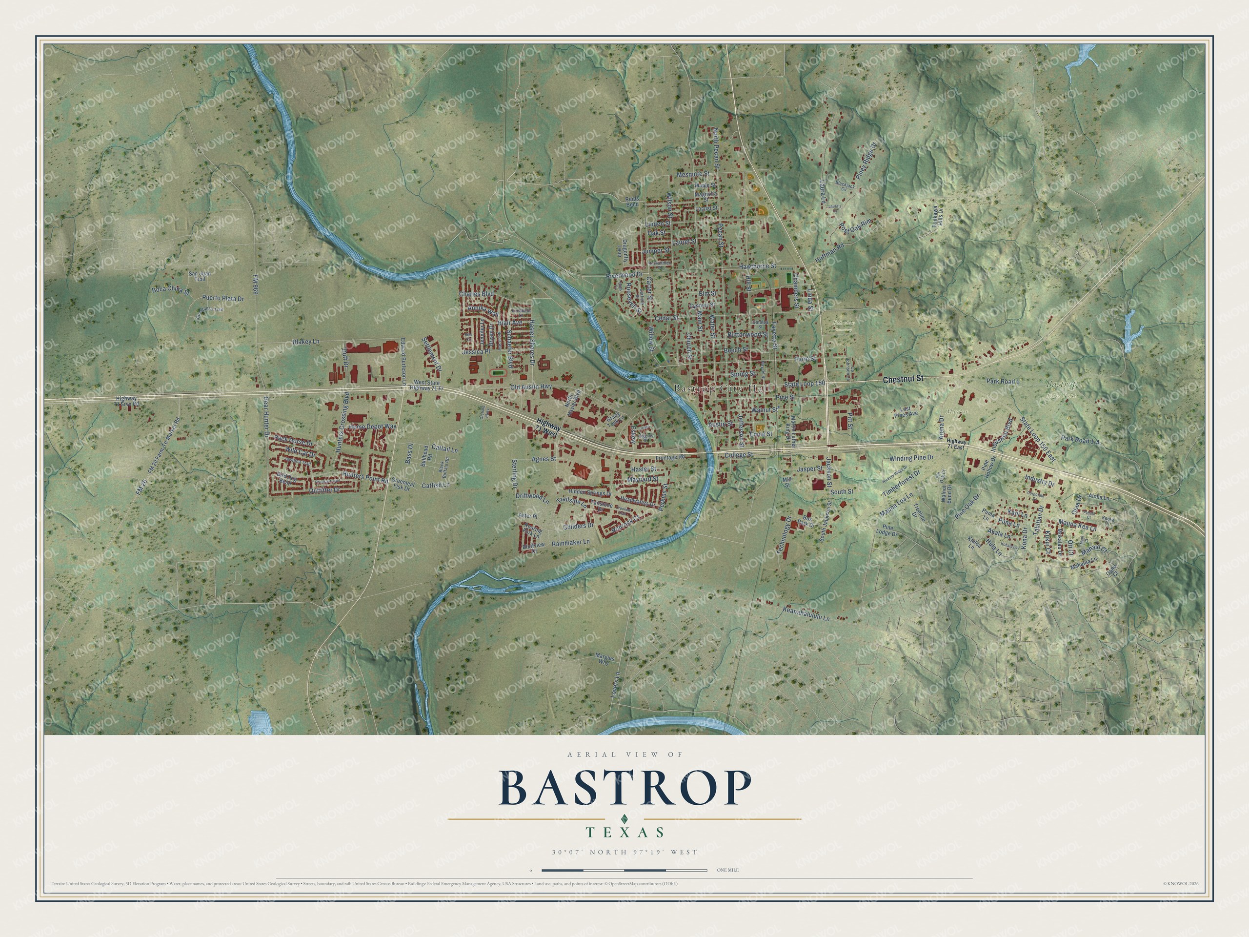 Watermarked full-map preview of Bastrop, Texas