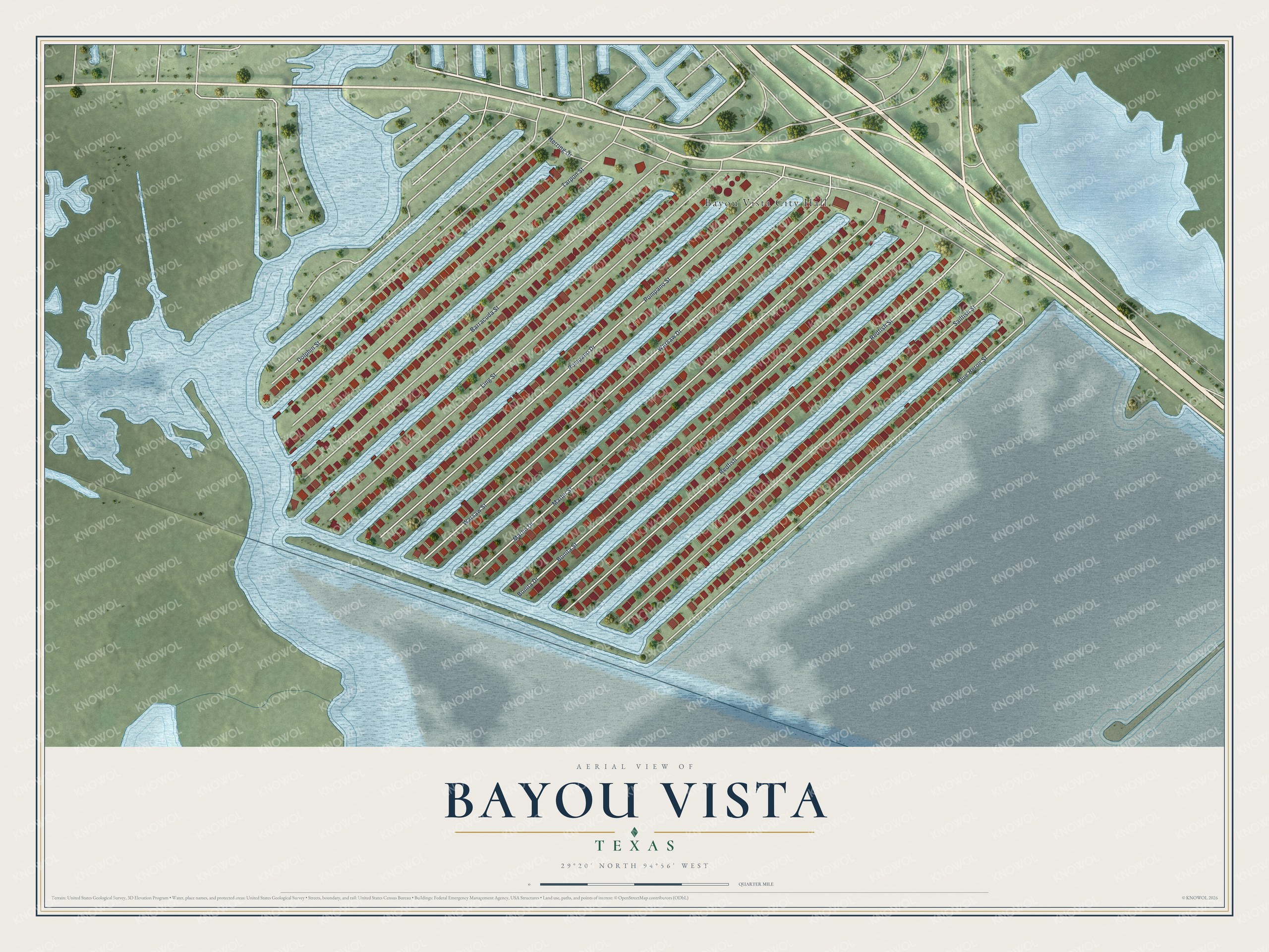 Watermarked full-map preview of Bayou Vista, Texas