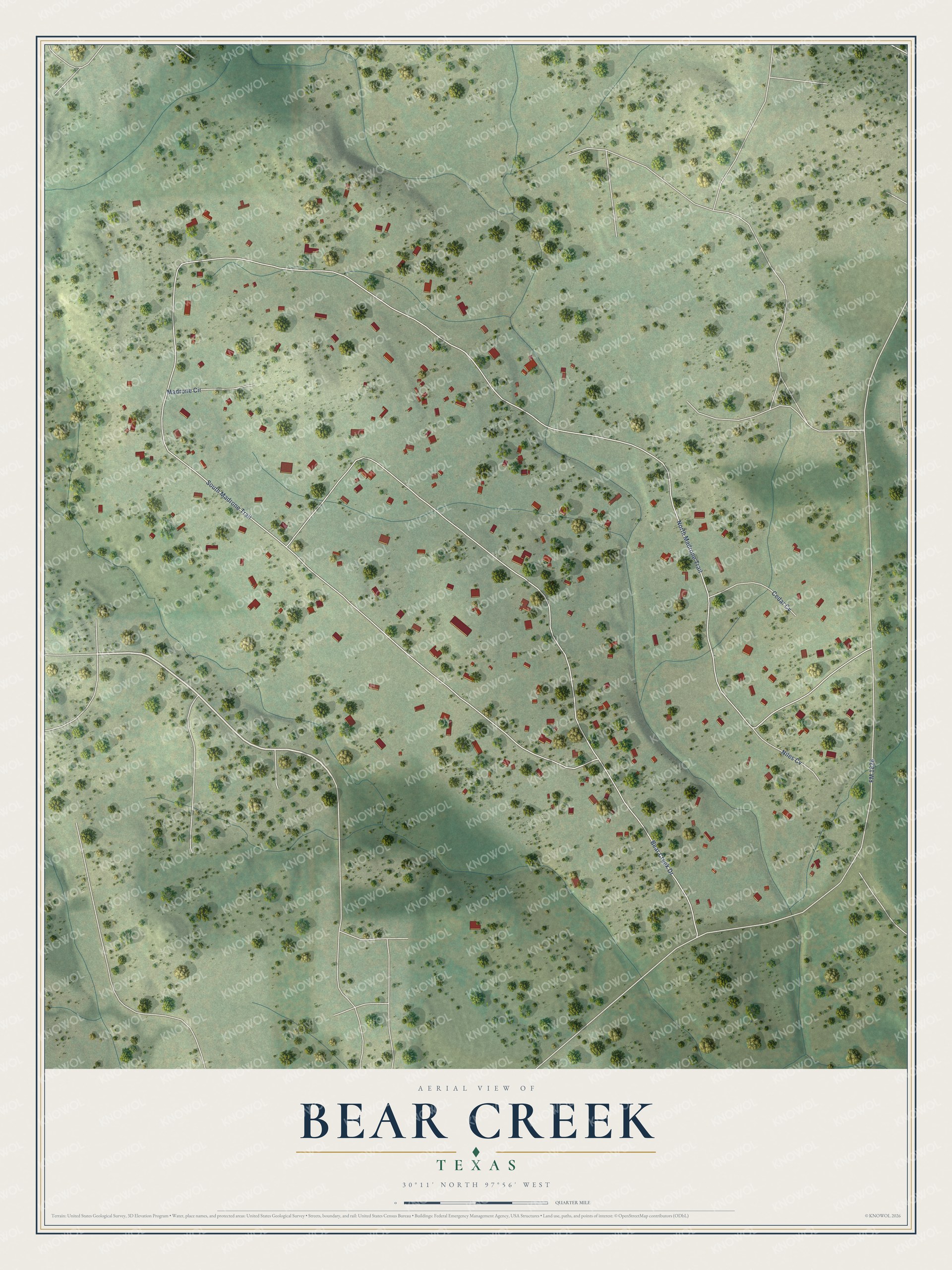 Watermarked full-map preview of Bear Creek, Texas