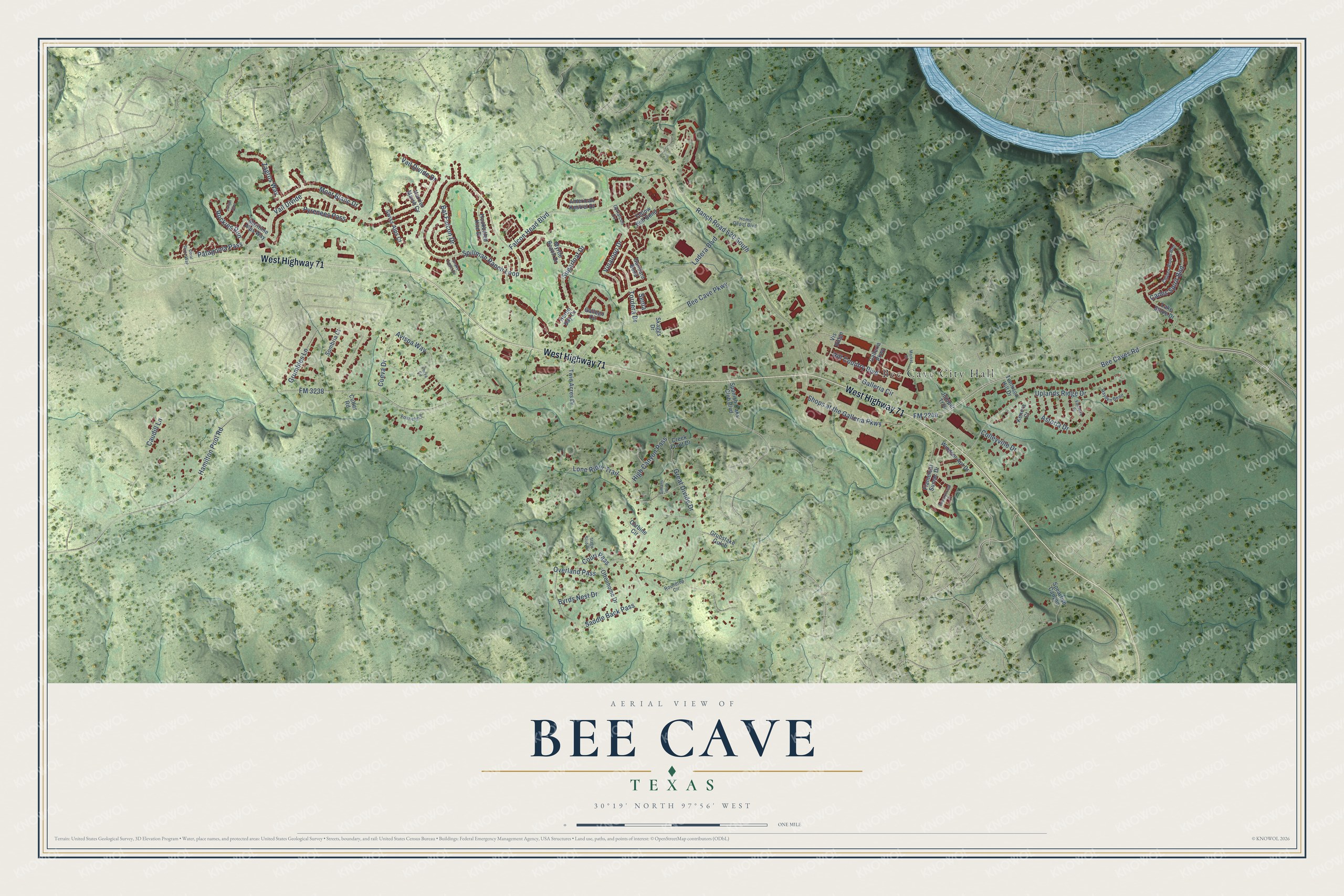 Watermarked full-map preview of Bee Cave, Texas