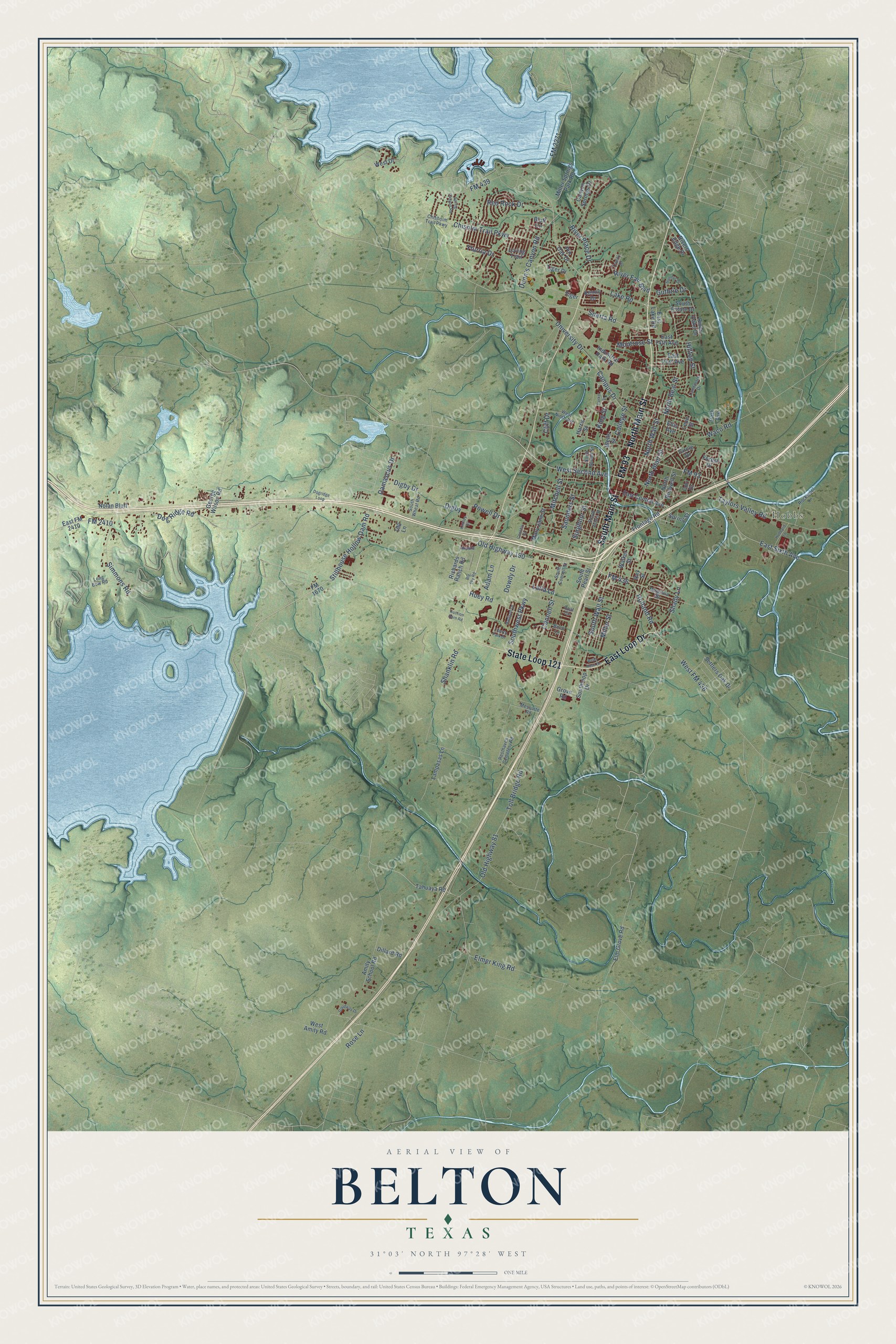 Watermarked full-map preview of Belton, Texas