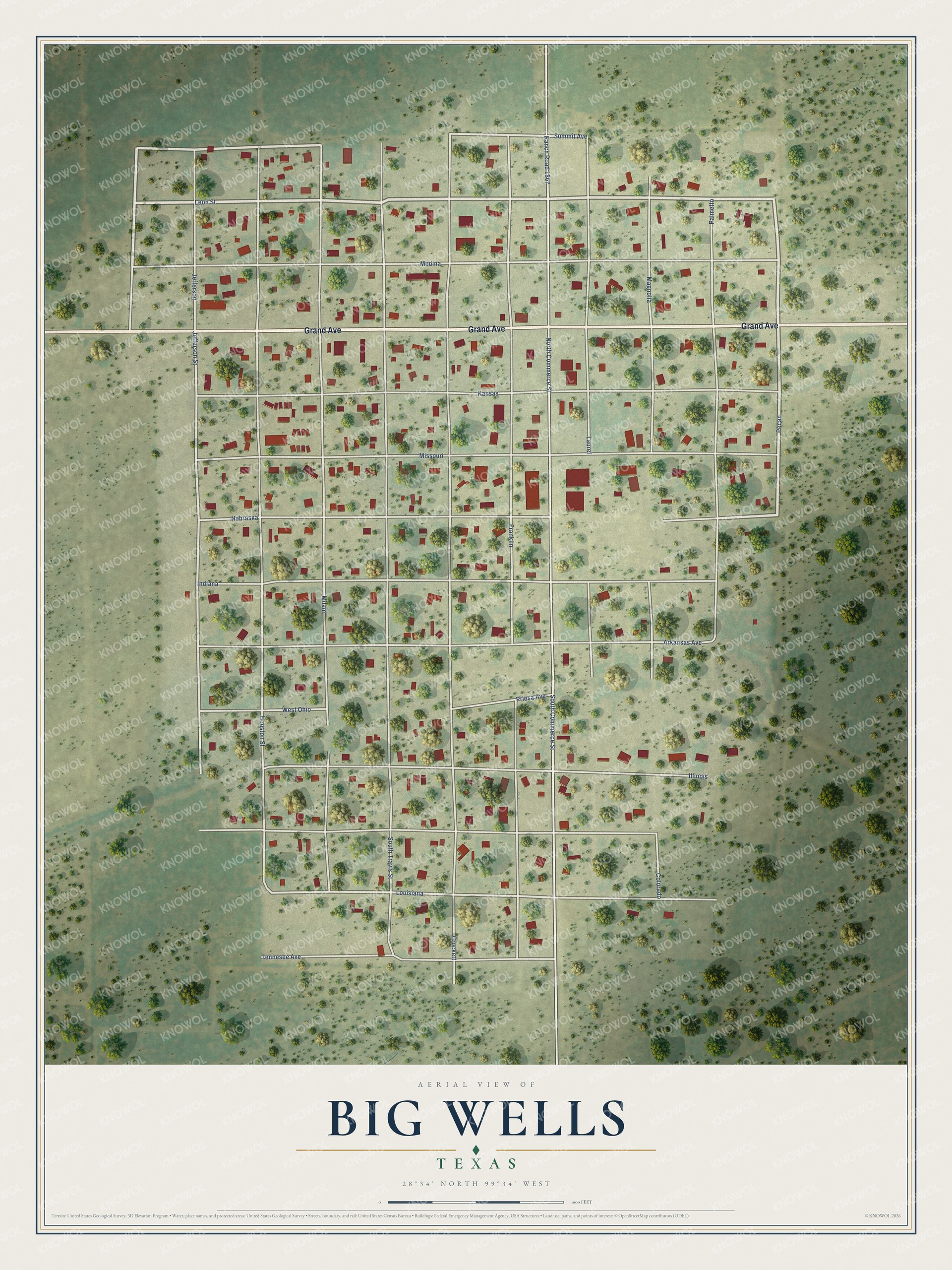 Watermarked full-map preview of Big Wells, Texas