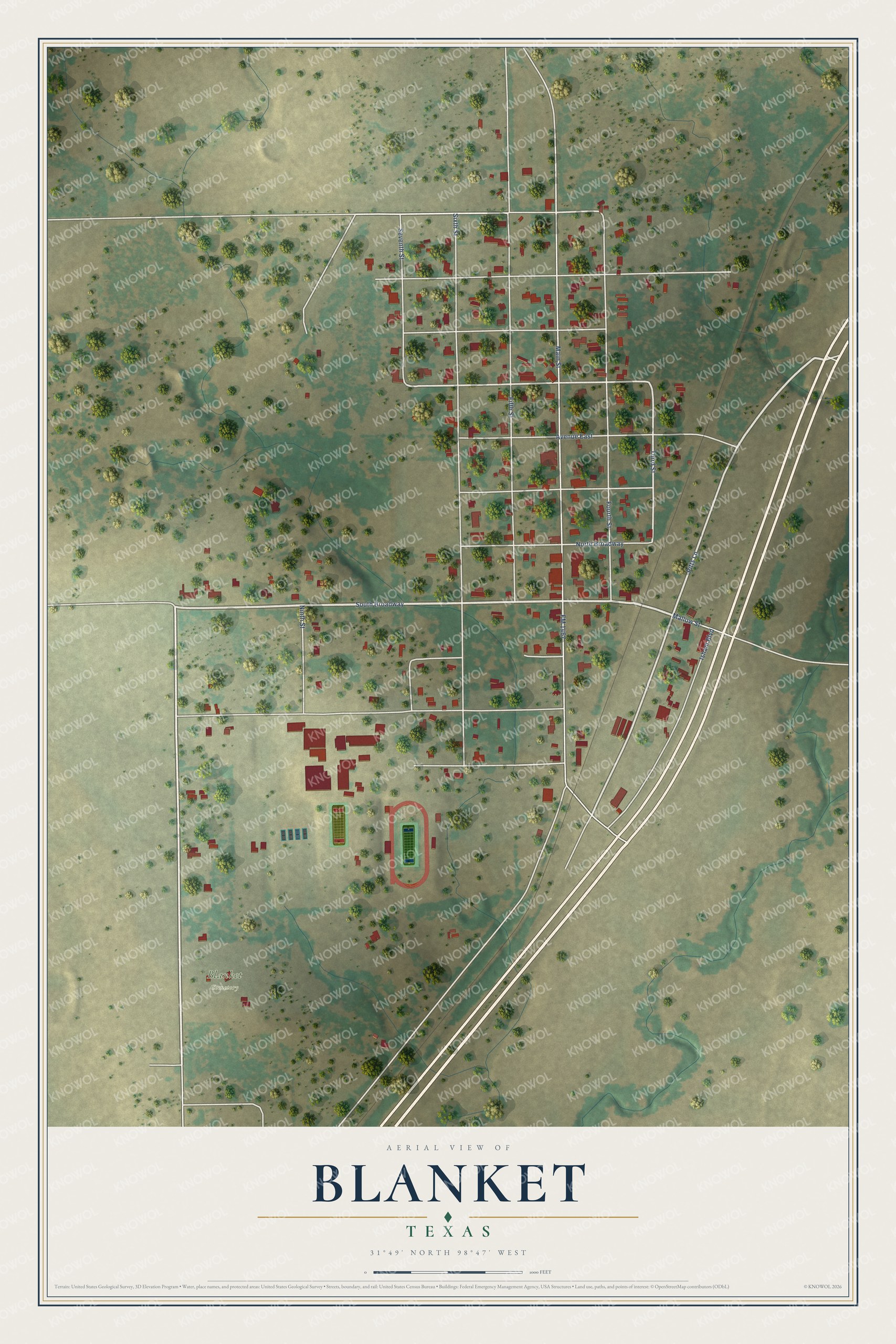 Watermarked full-map preview of Blanket, Texas