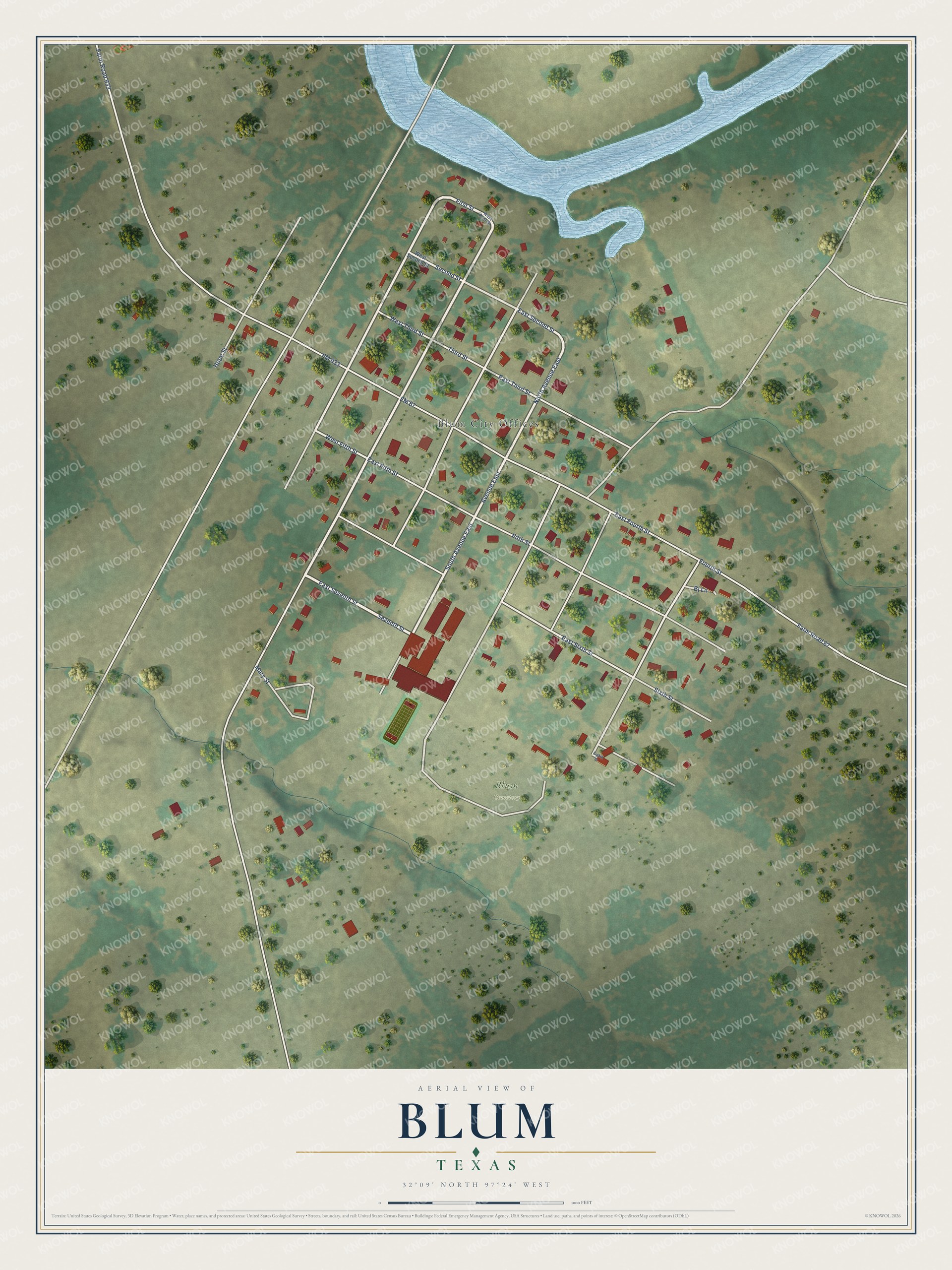 Watermarked full-map preview of Blum, Texas