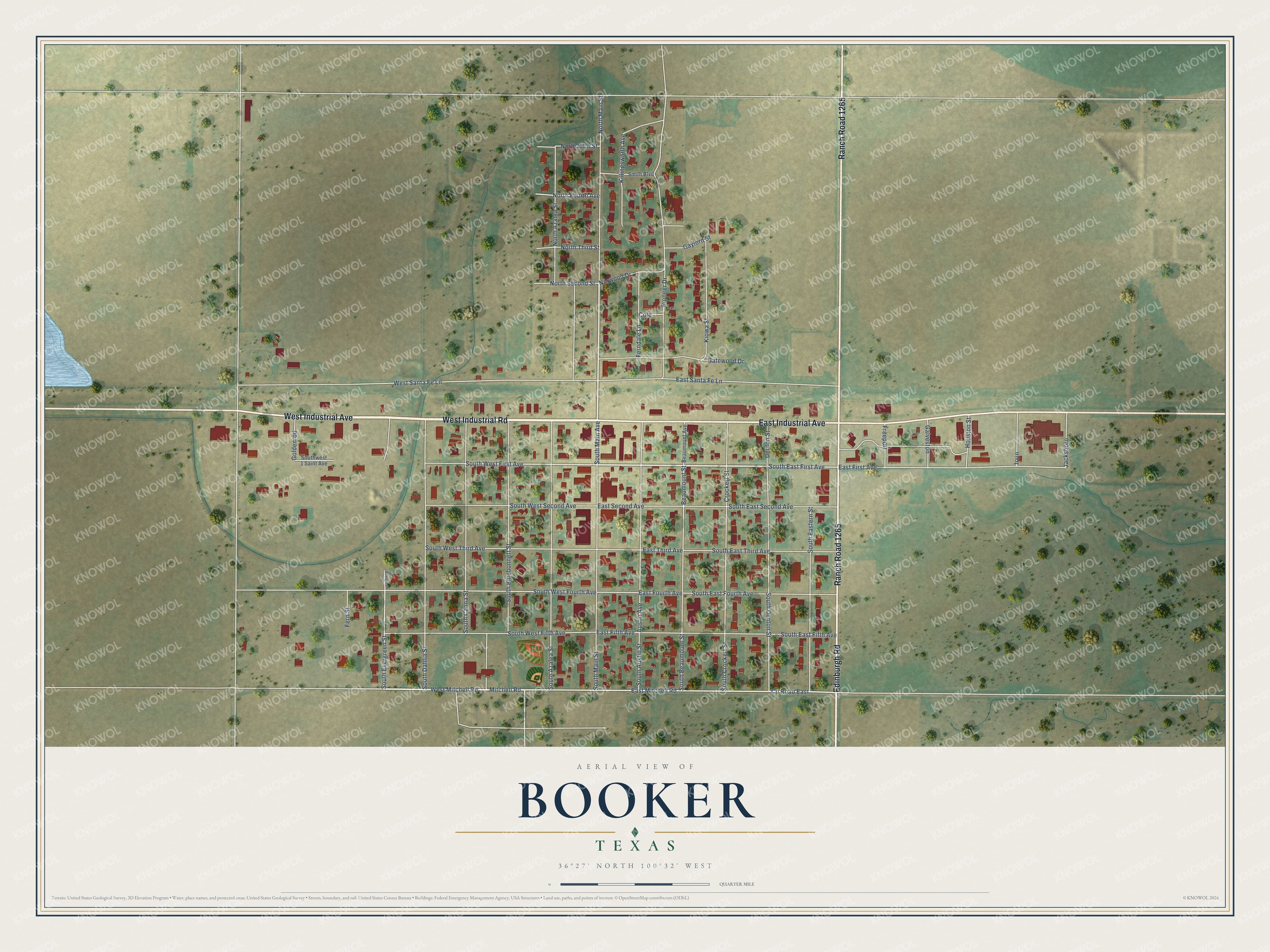 Watermarked full-map preview of Booker, Texas