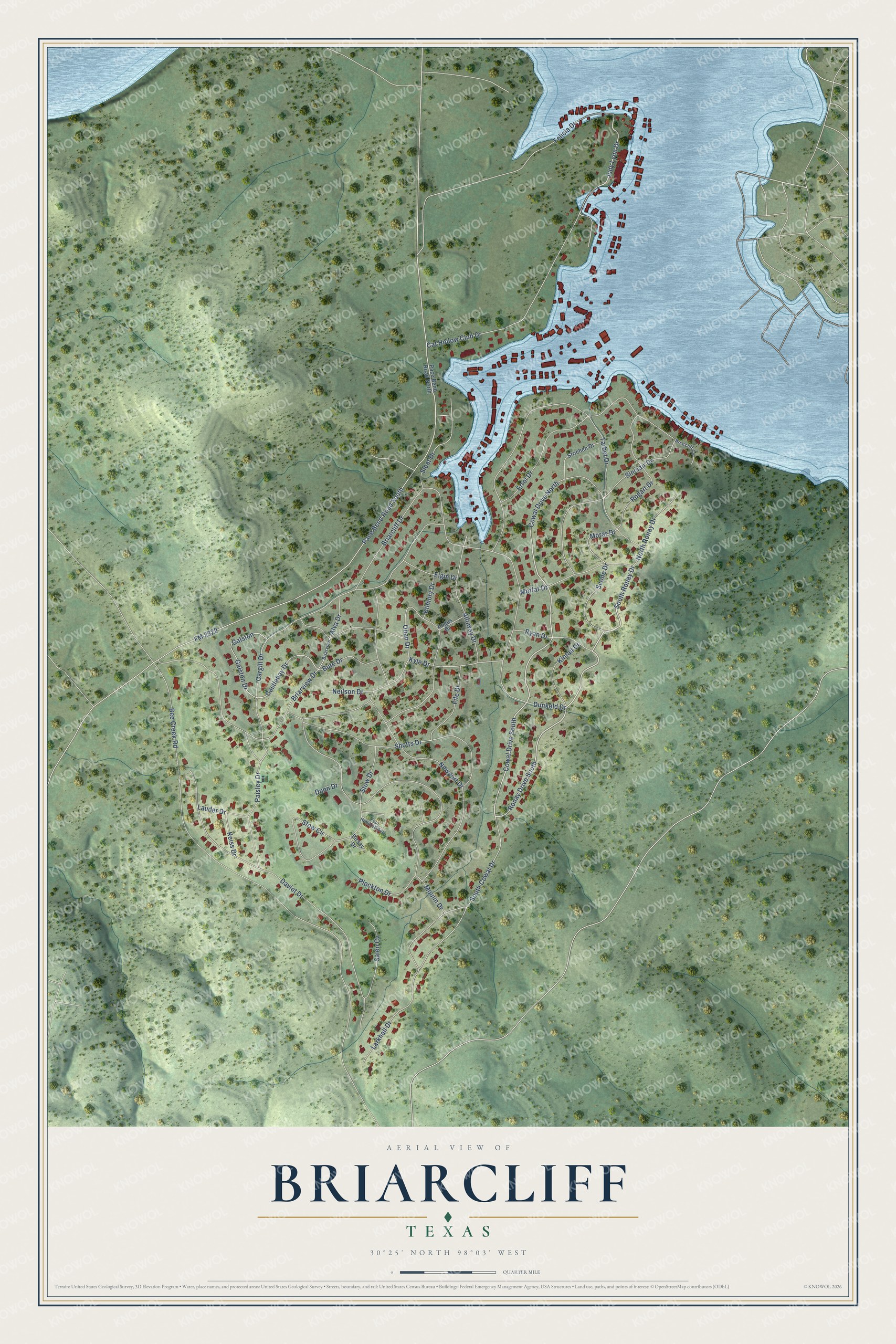 Watermarked full-map preview of Briarcliff, Texas
