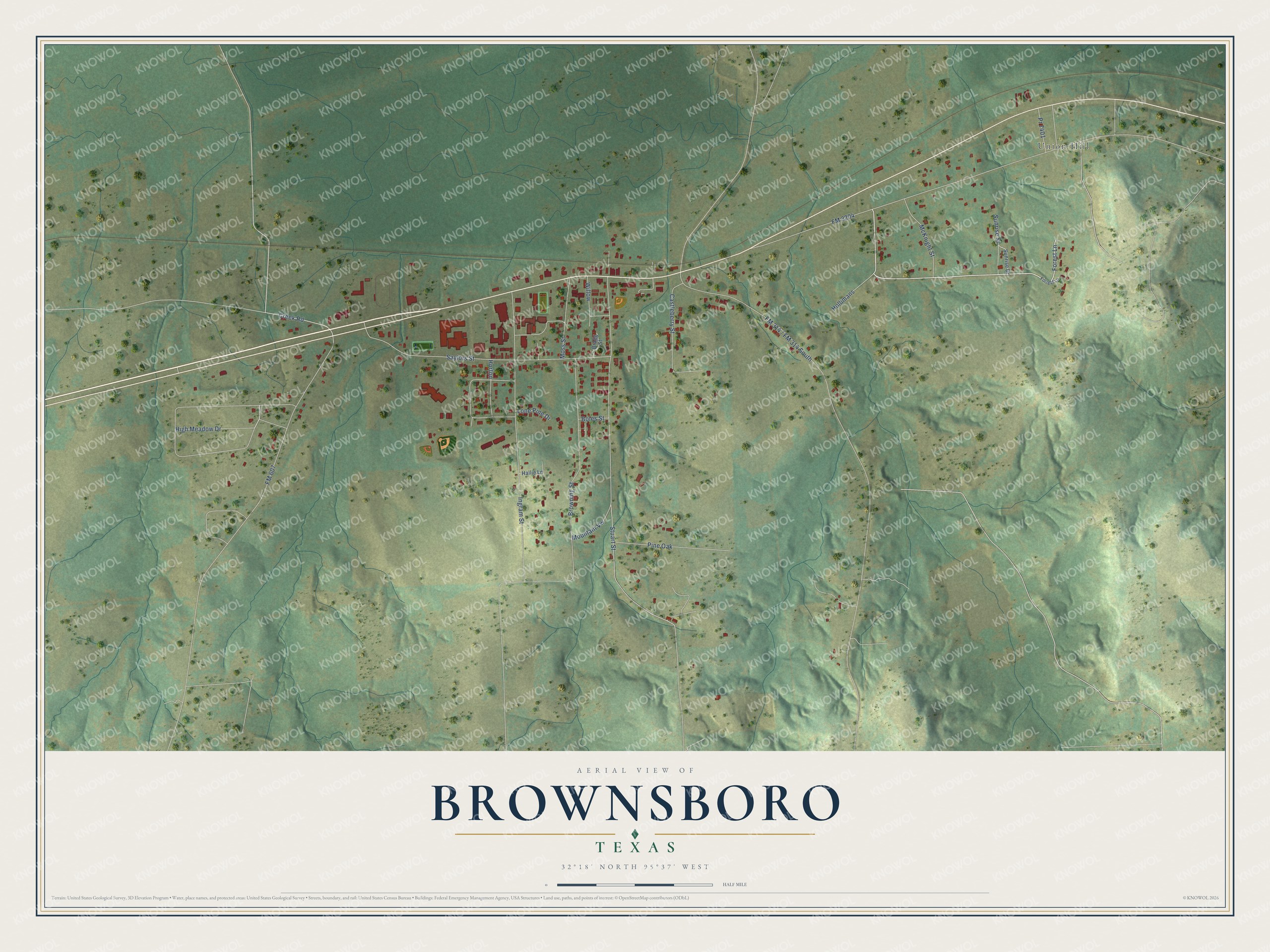 Watermarked full-map preview of Brownsboro, Texas