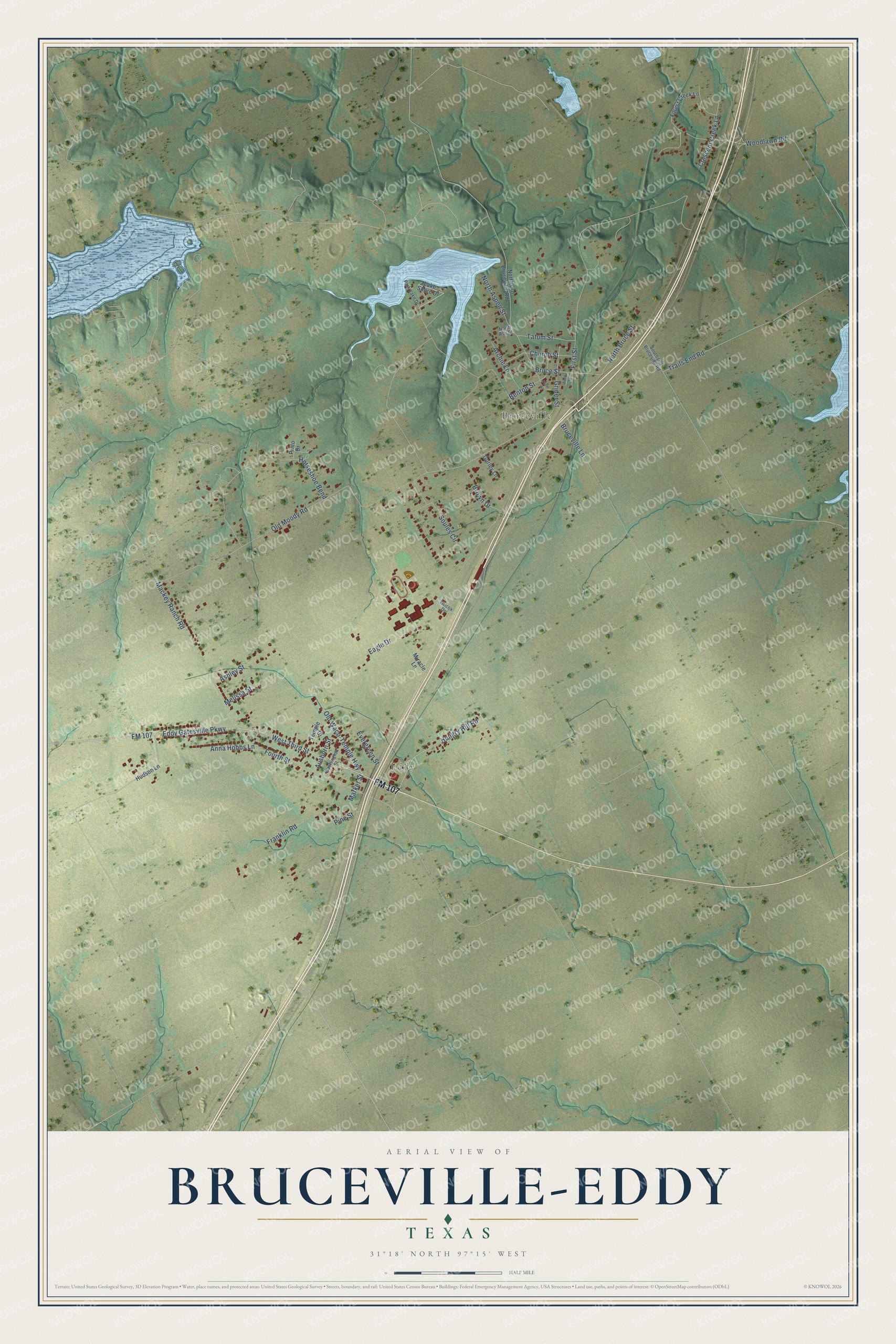 Watermarked full-map preview of Bruceville-Eddy, Texas