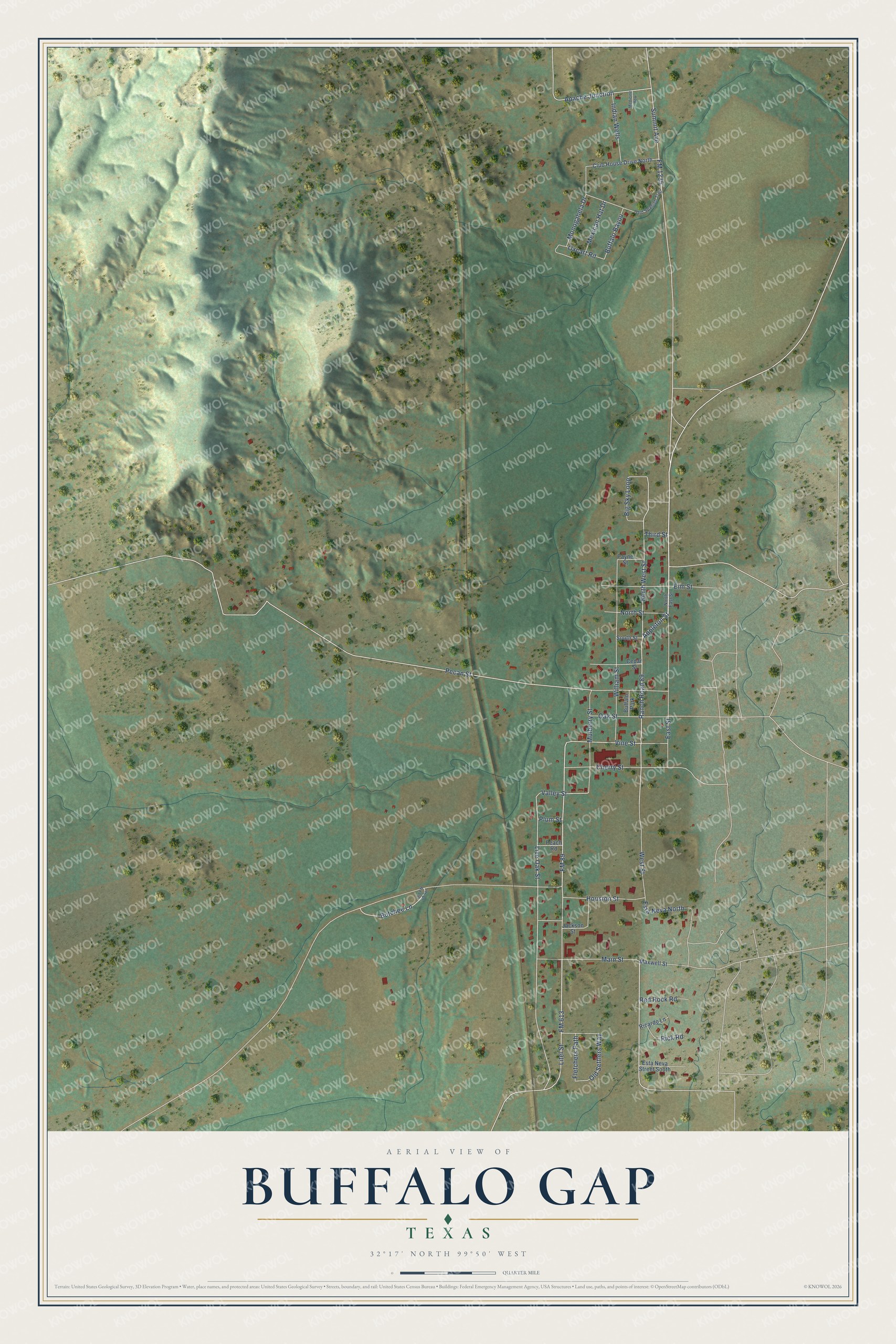 Watermarked full-map preview of Buffalo Gap, Texas