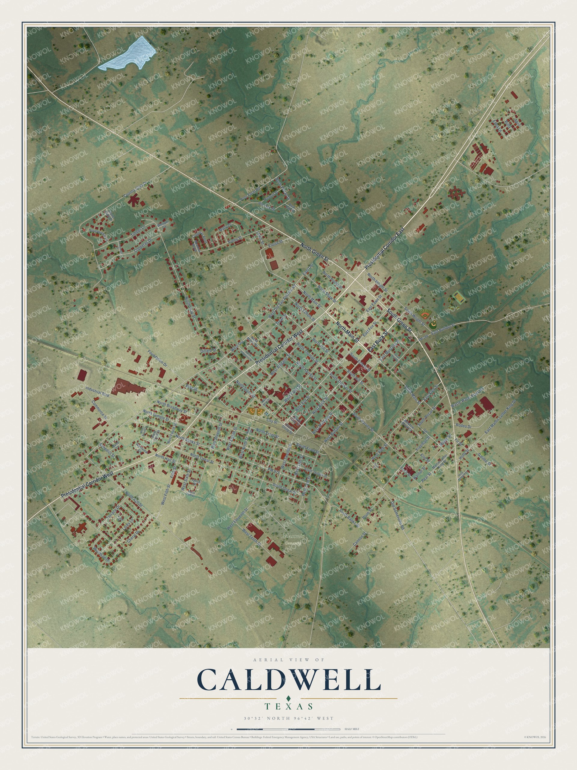 Watermarked full-map preview of Caldwell, Texas