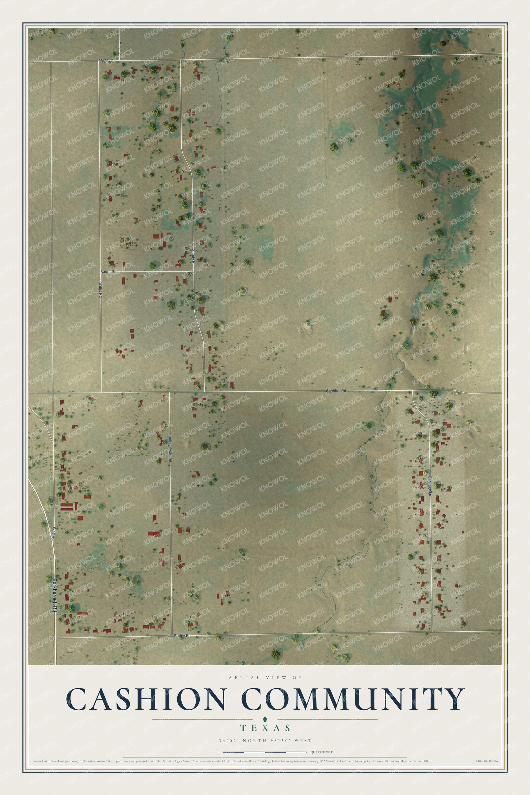 Watermarked full-map preview of Cashion Community, Texas