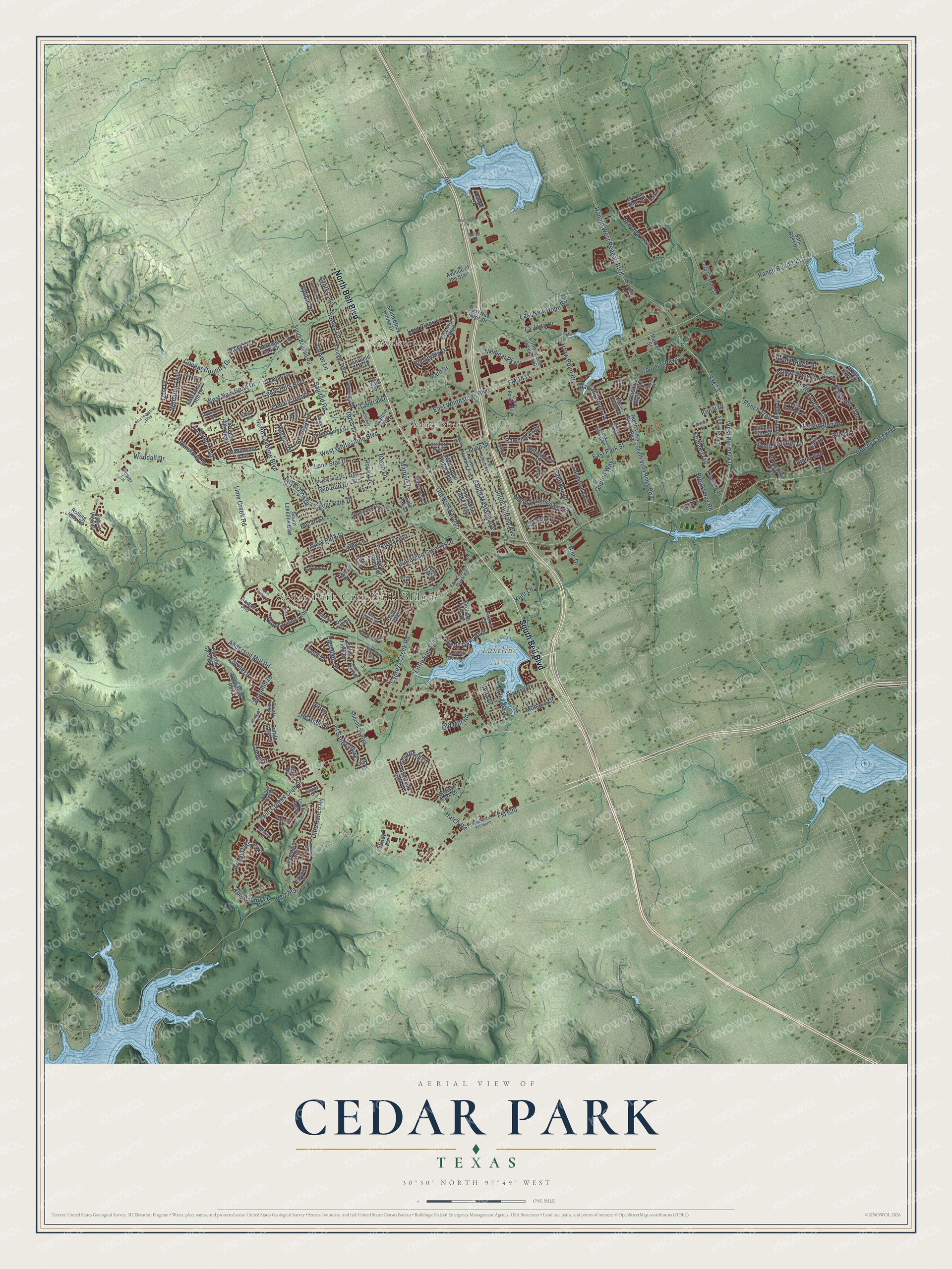 Watermarked full-map preview of Cedar Park, Texas