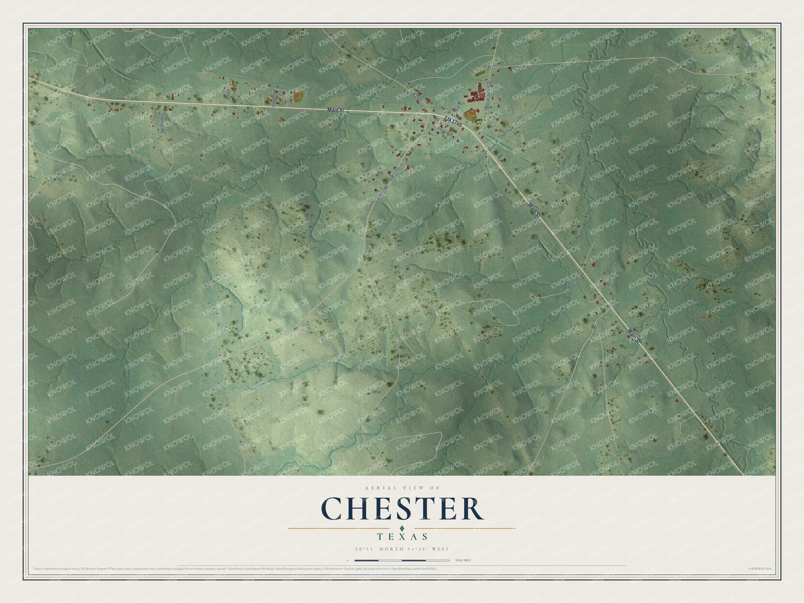 Watermarked full-map preview of Chester, Texas