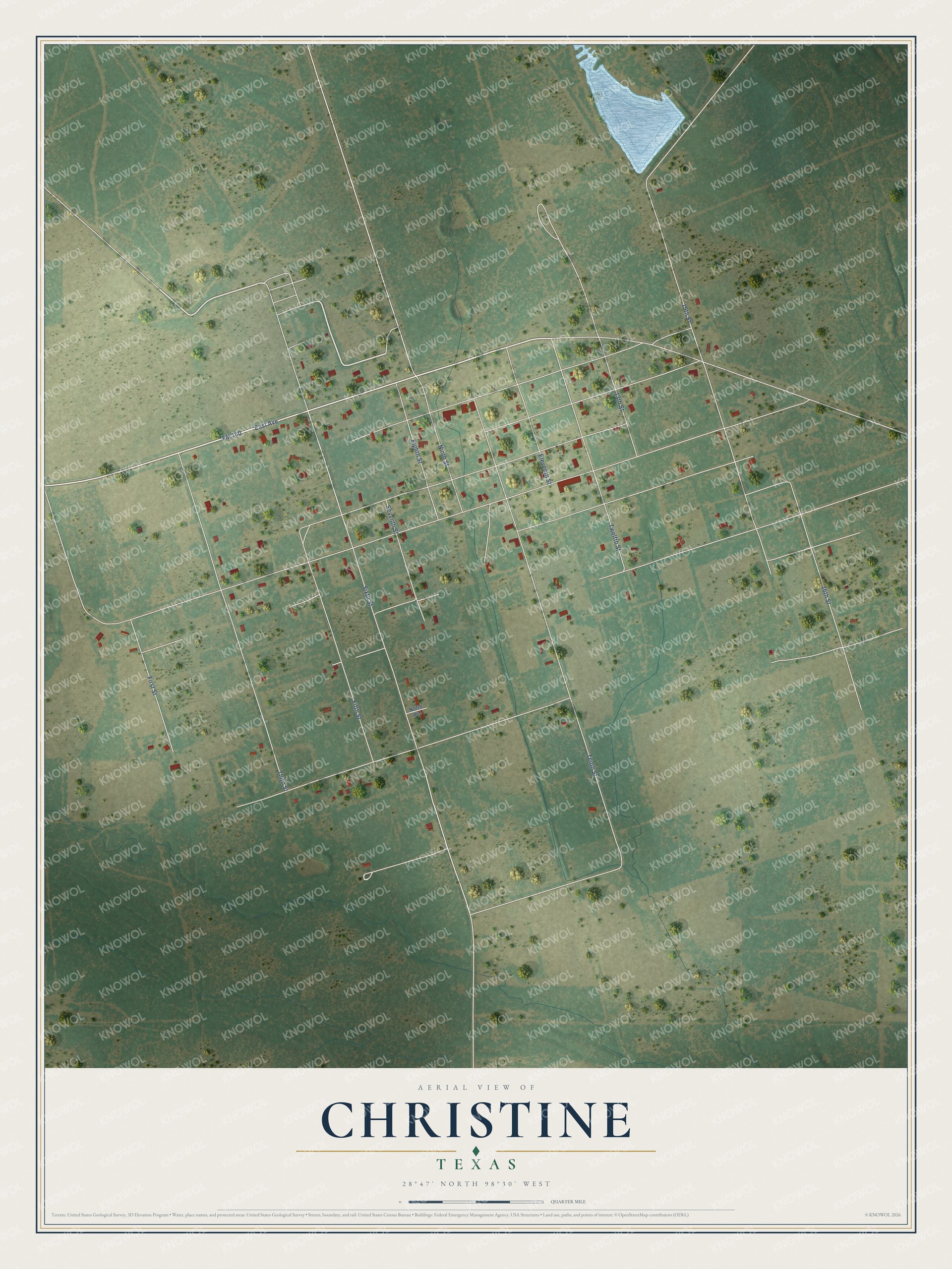 Watermarked full-map preview of Christine, Texas