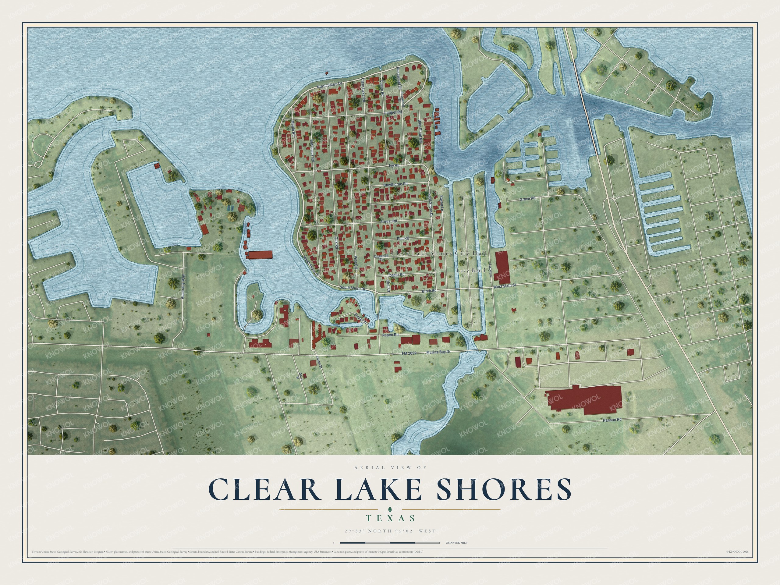 Watermarked full-map preview of Clear Lake Shores, Texas